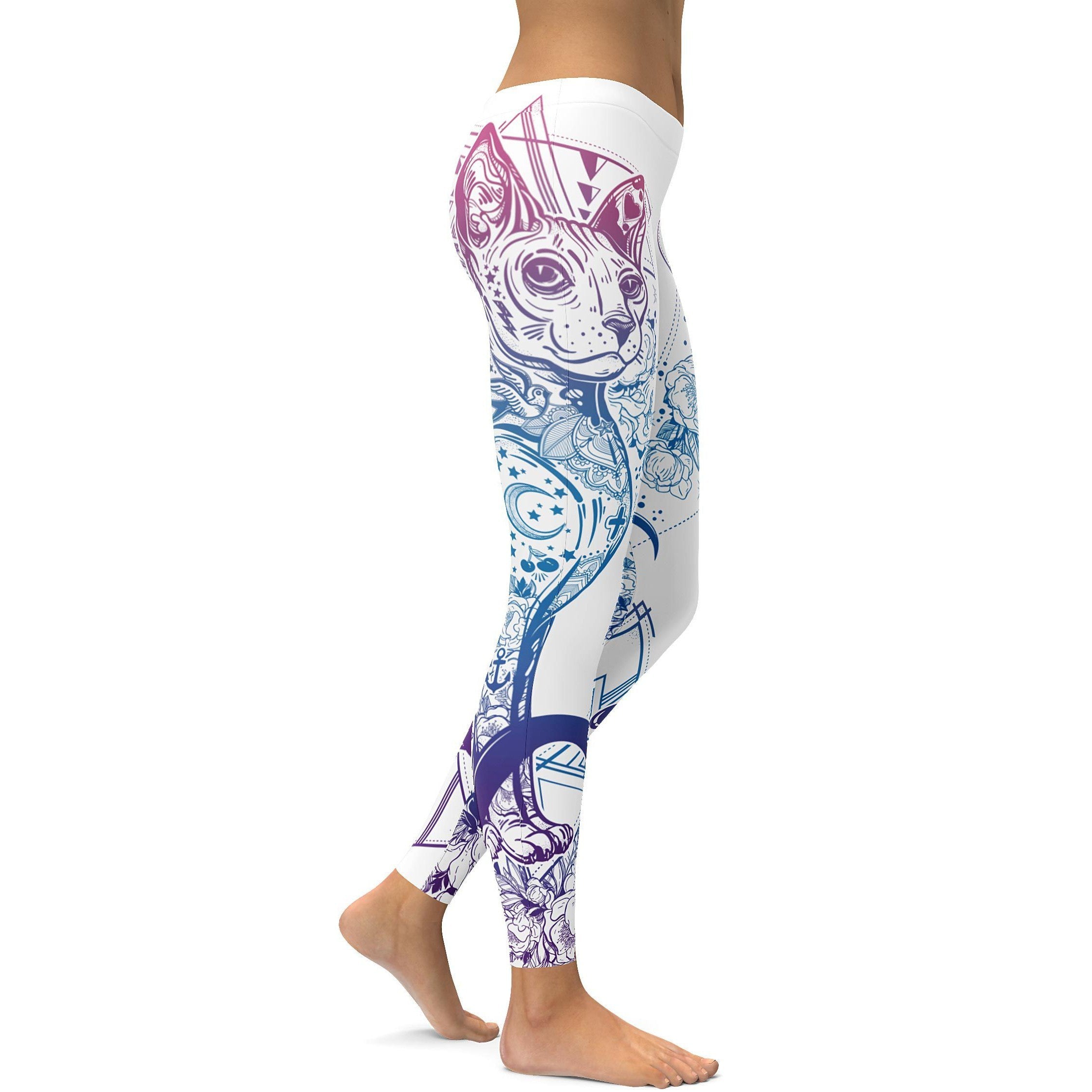 Bright White Cat Leggings (hidden because of sales volume) - GearBunch Leggings / Yoga Pants