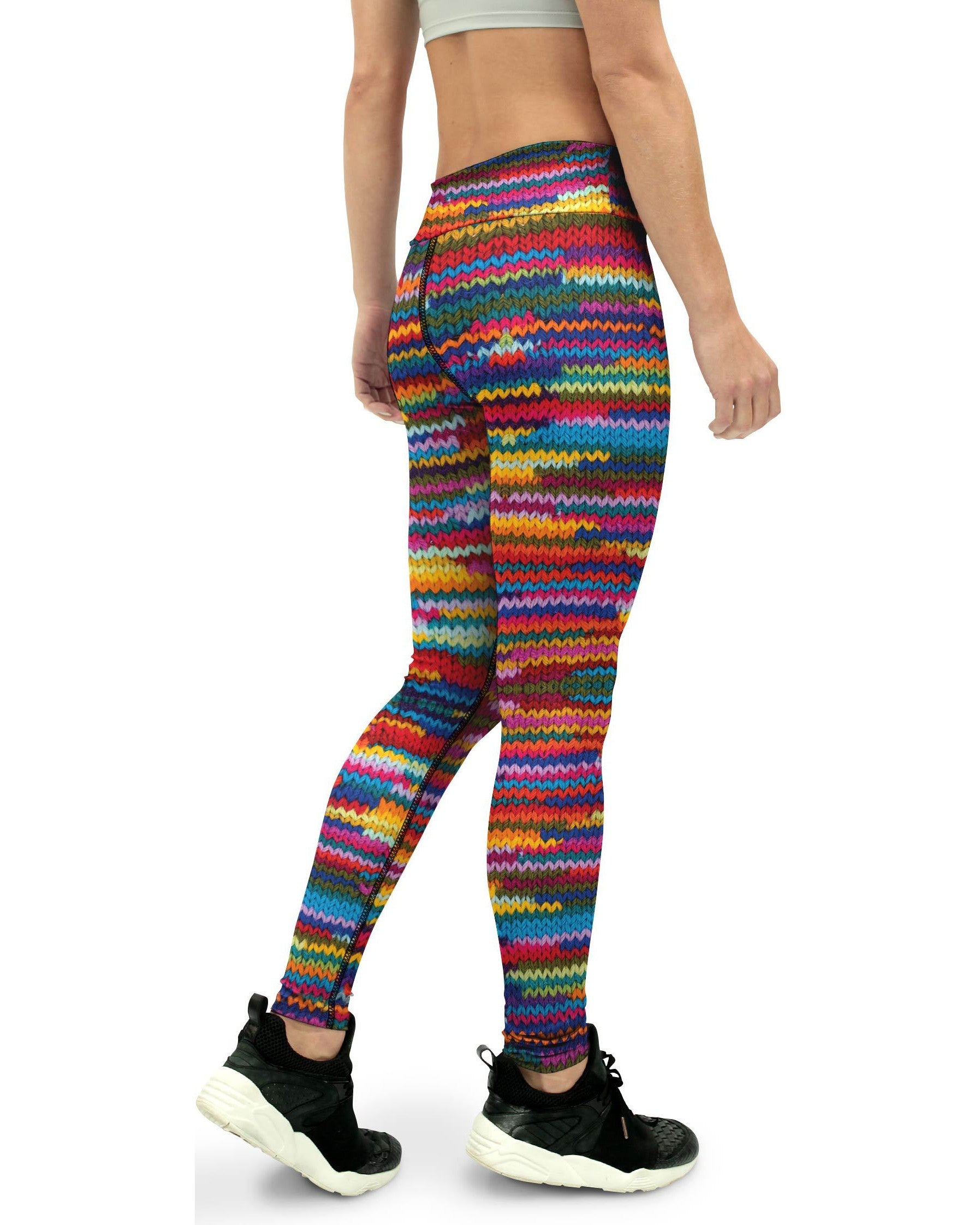 Colorful Knitted Pattern Yoga Pants - GearBunch Leggings / Yoga Pants