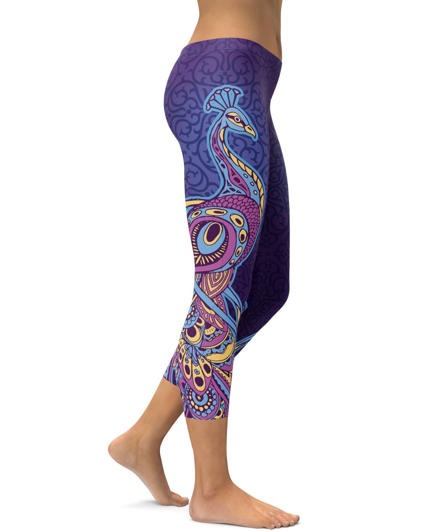 Ornamental Peacock Capris (Purple)