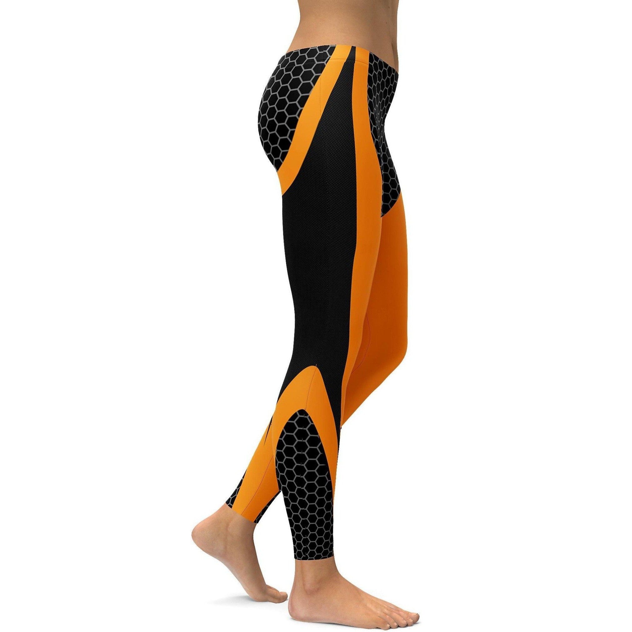 Gearbunch | Orange Honeycomb Carbon Leggings