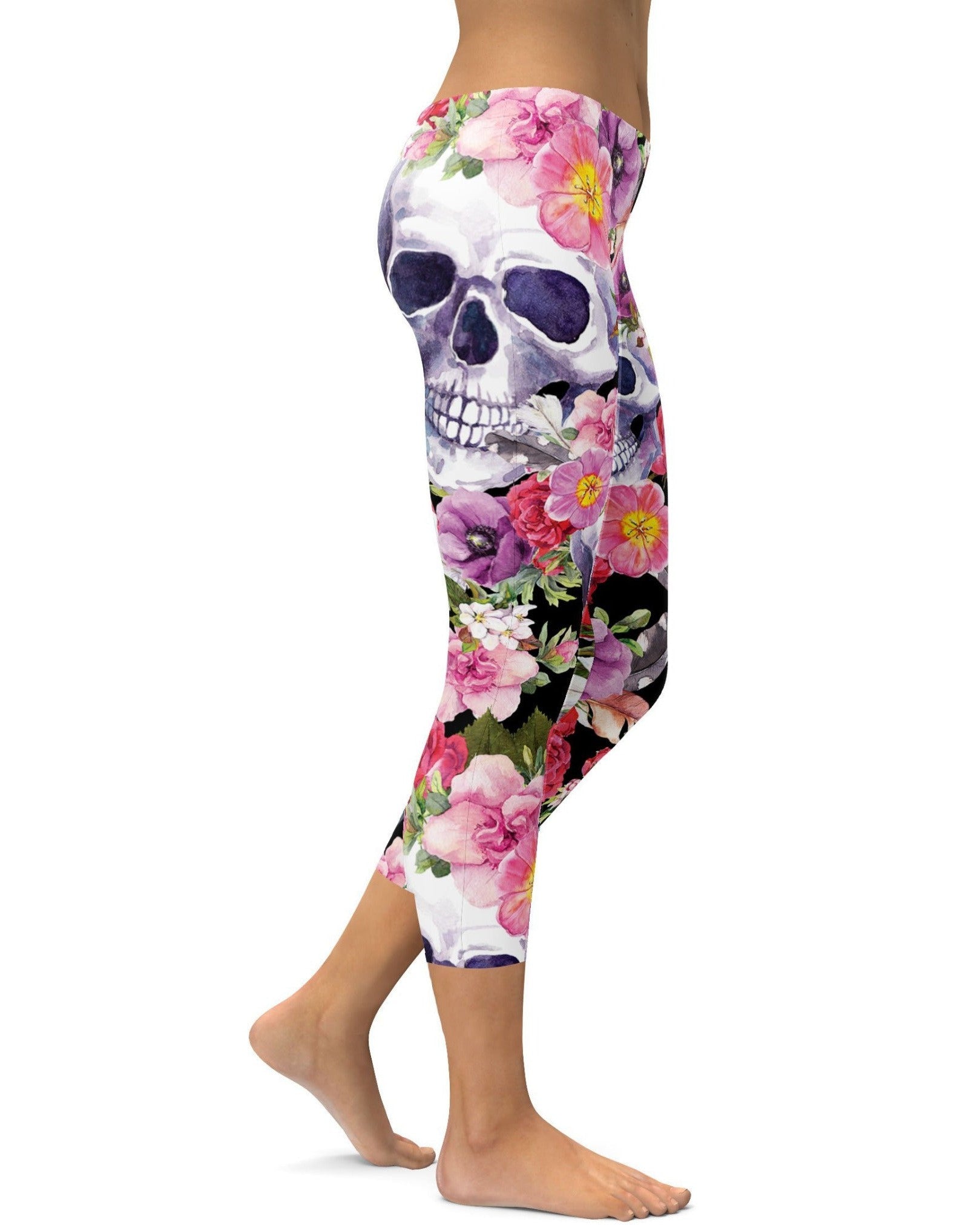 GearBunch | Colorful Floral Skull Capris