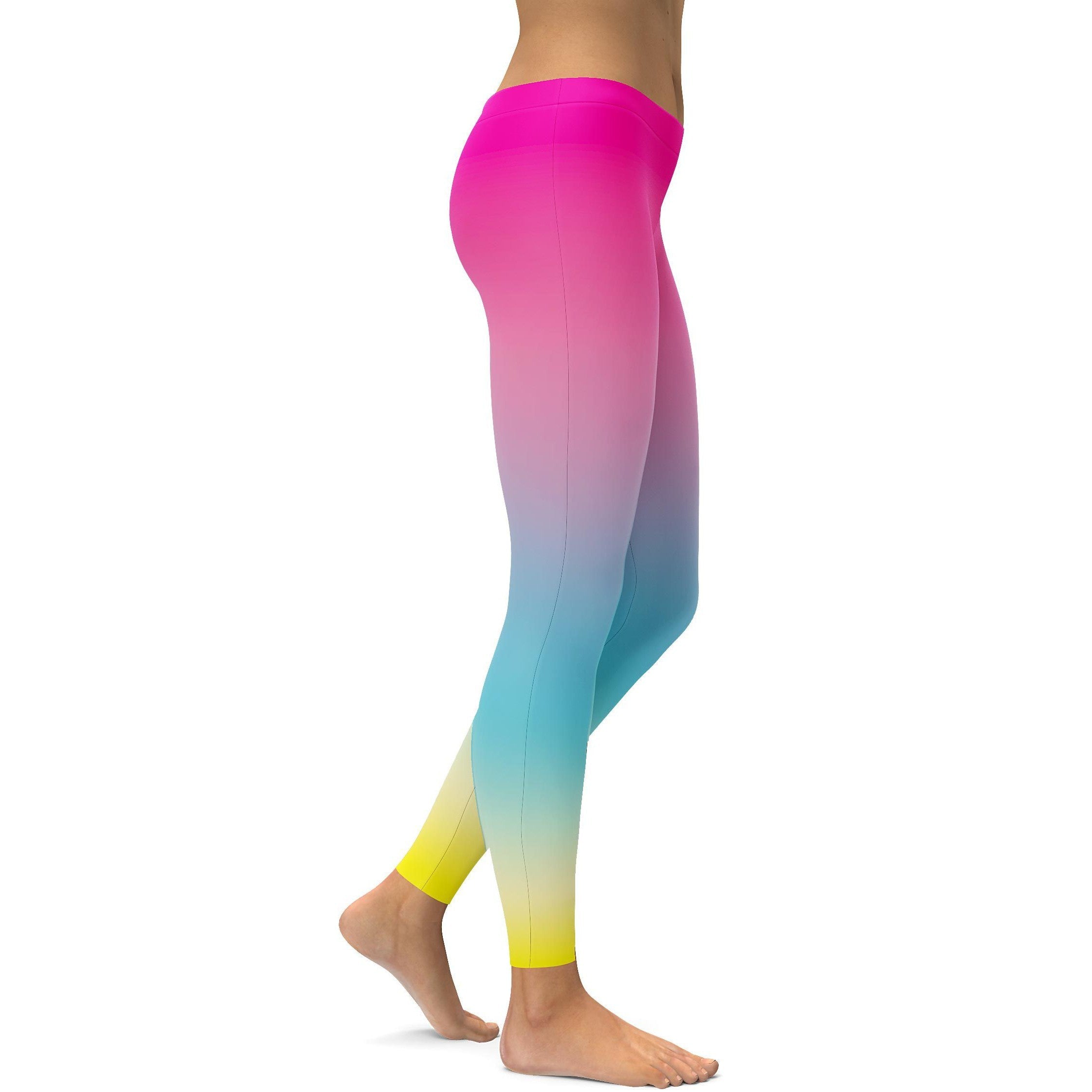 Ombre Pink to Yellow Leggings - GearBunch Leggings / Yoga Pants