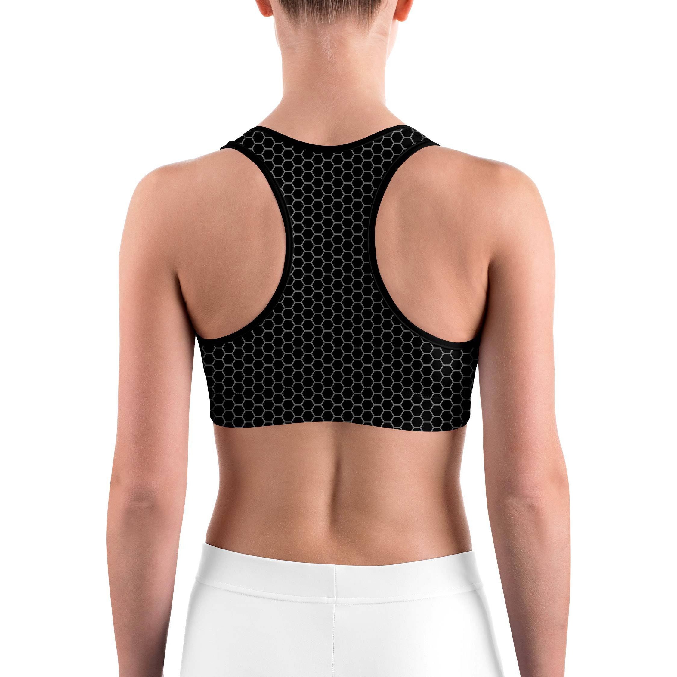 Black & White Honeycomb Sports bra - GearBunch Leggings / Yoga Pants