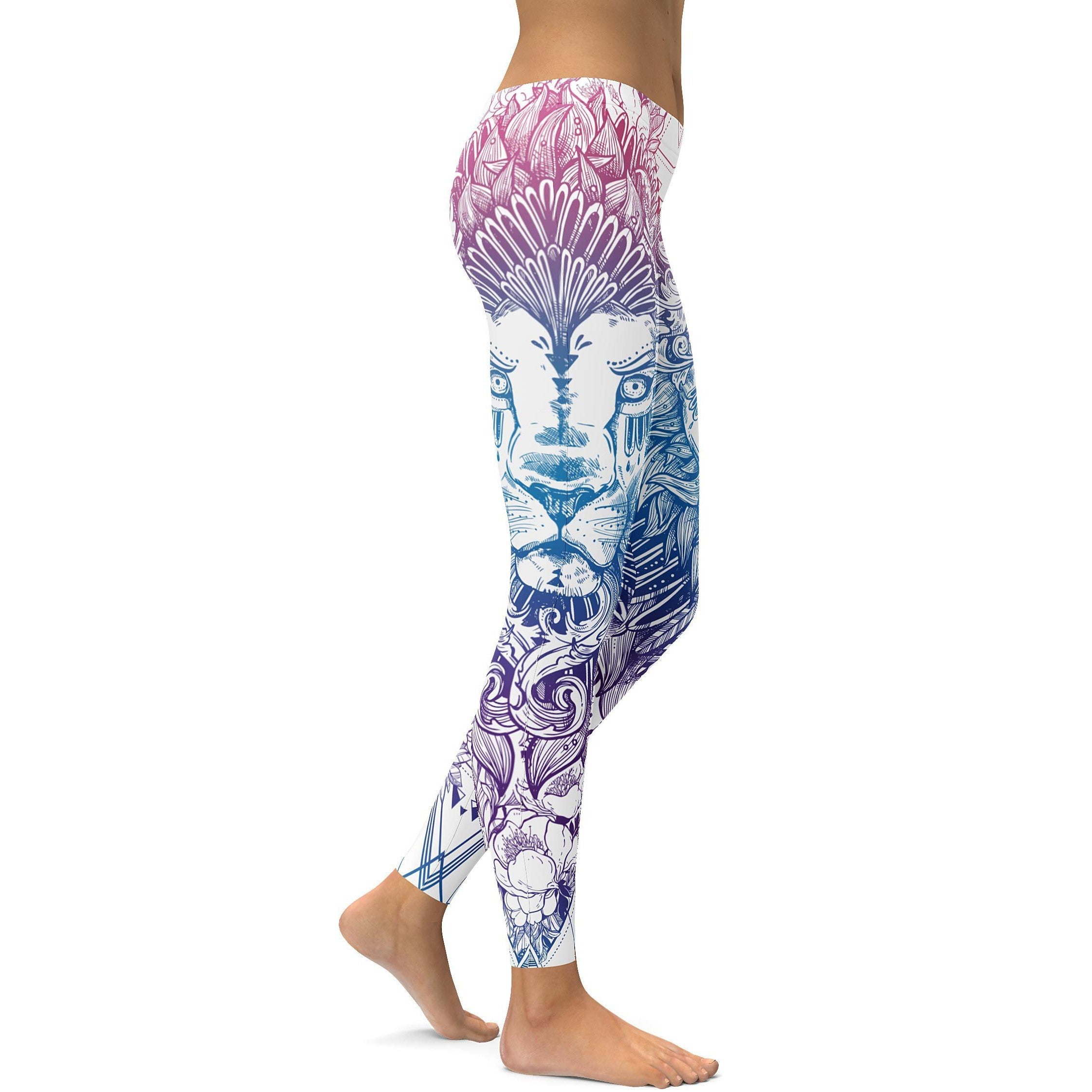 Bright White Lion Leggings - GearBunch Leggings / Yoga Pants