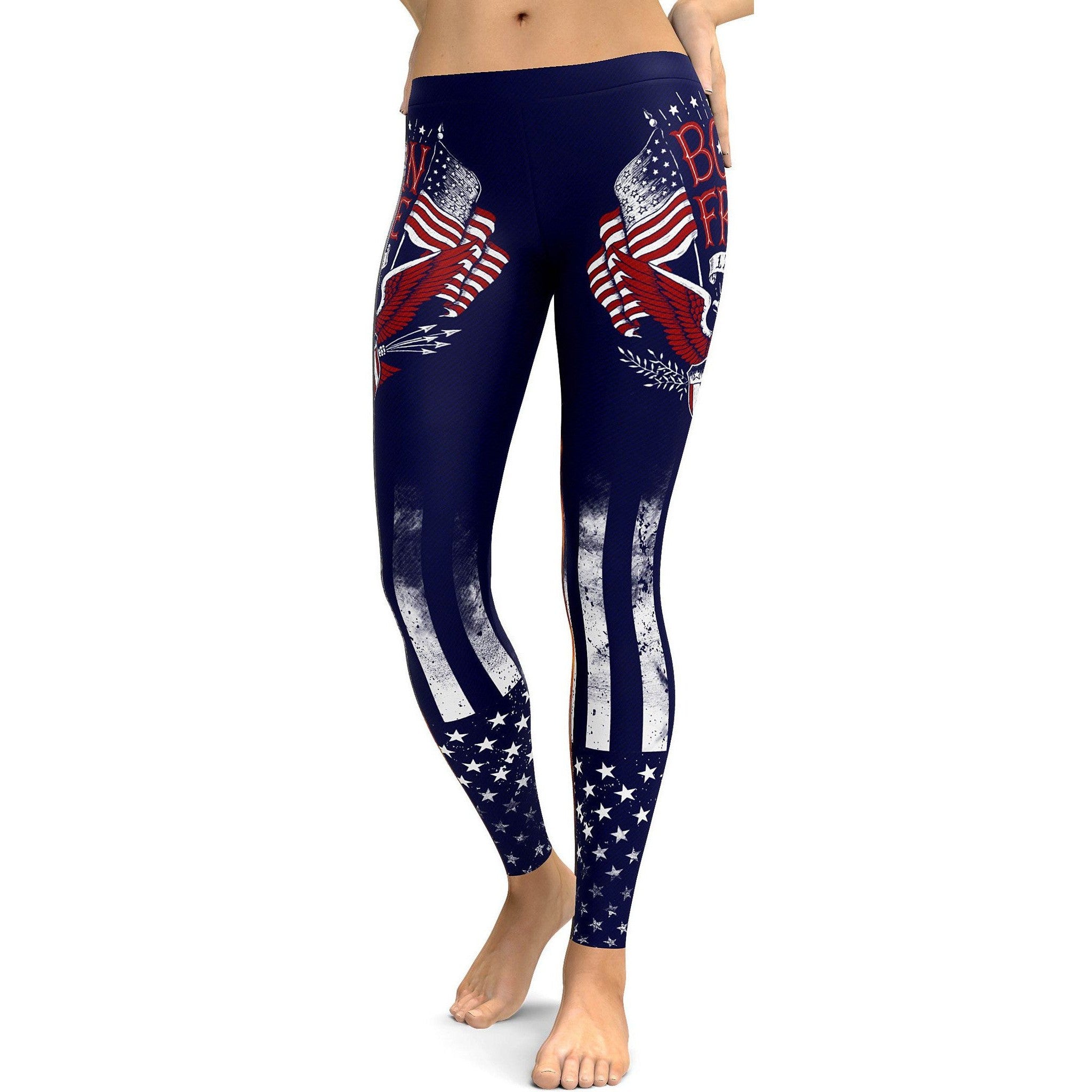 American Flag Bald Eagle Women's Yoga Pants Leggings High Waisted