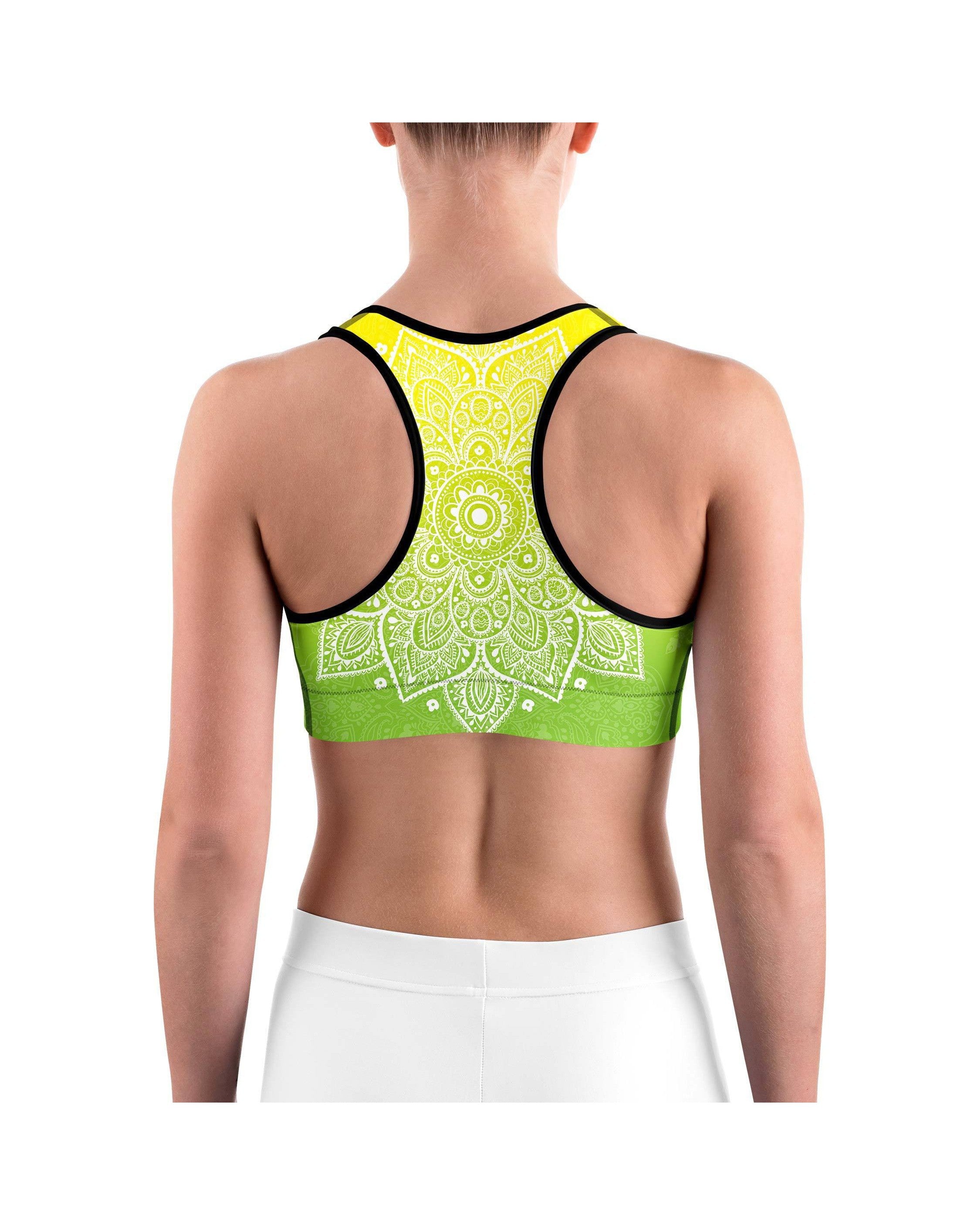 Yellow to Green Mandala Sports bra