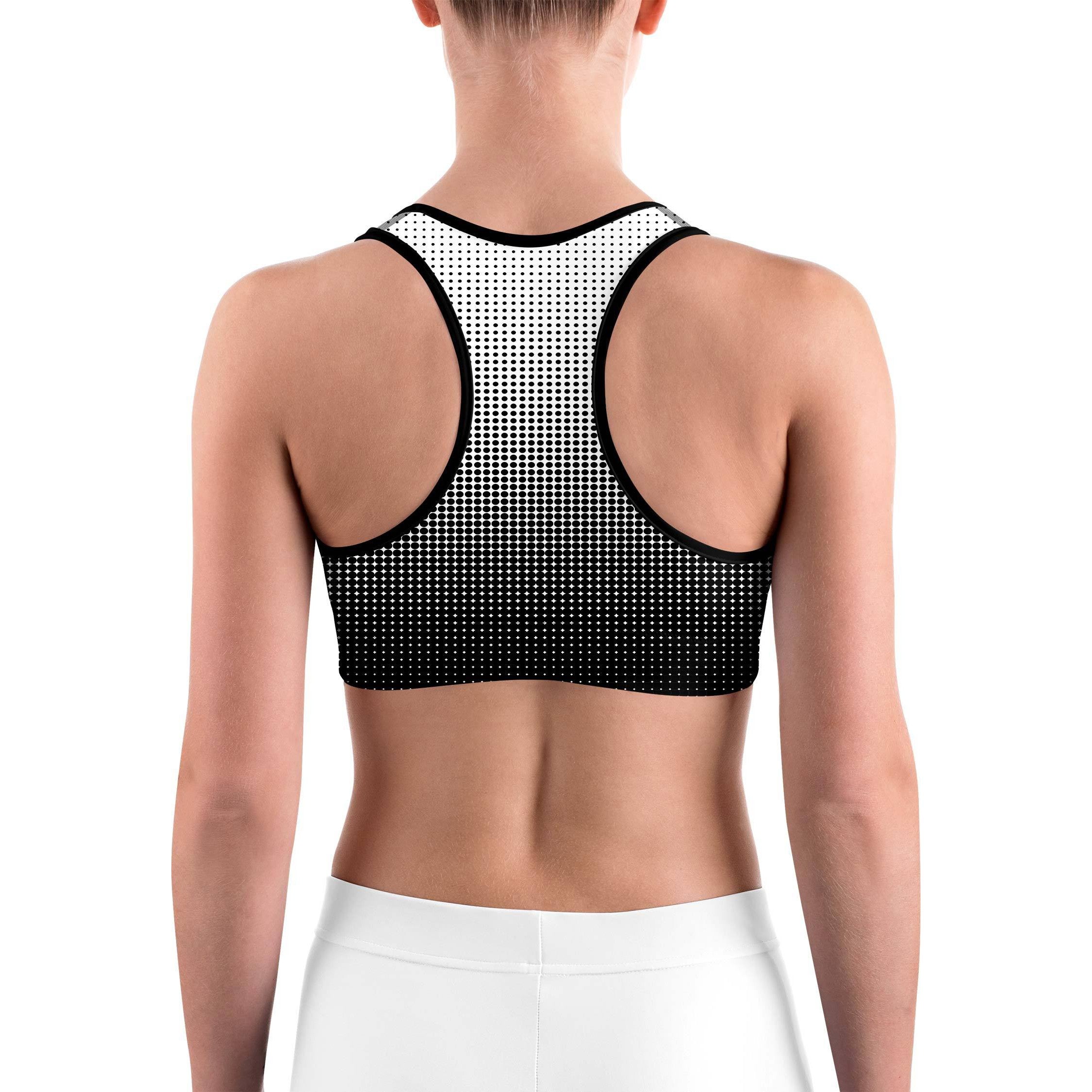 B&W Halftone Sports bra - GearBunch Leggings / Yoga Pants