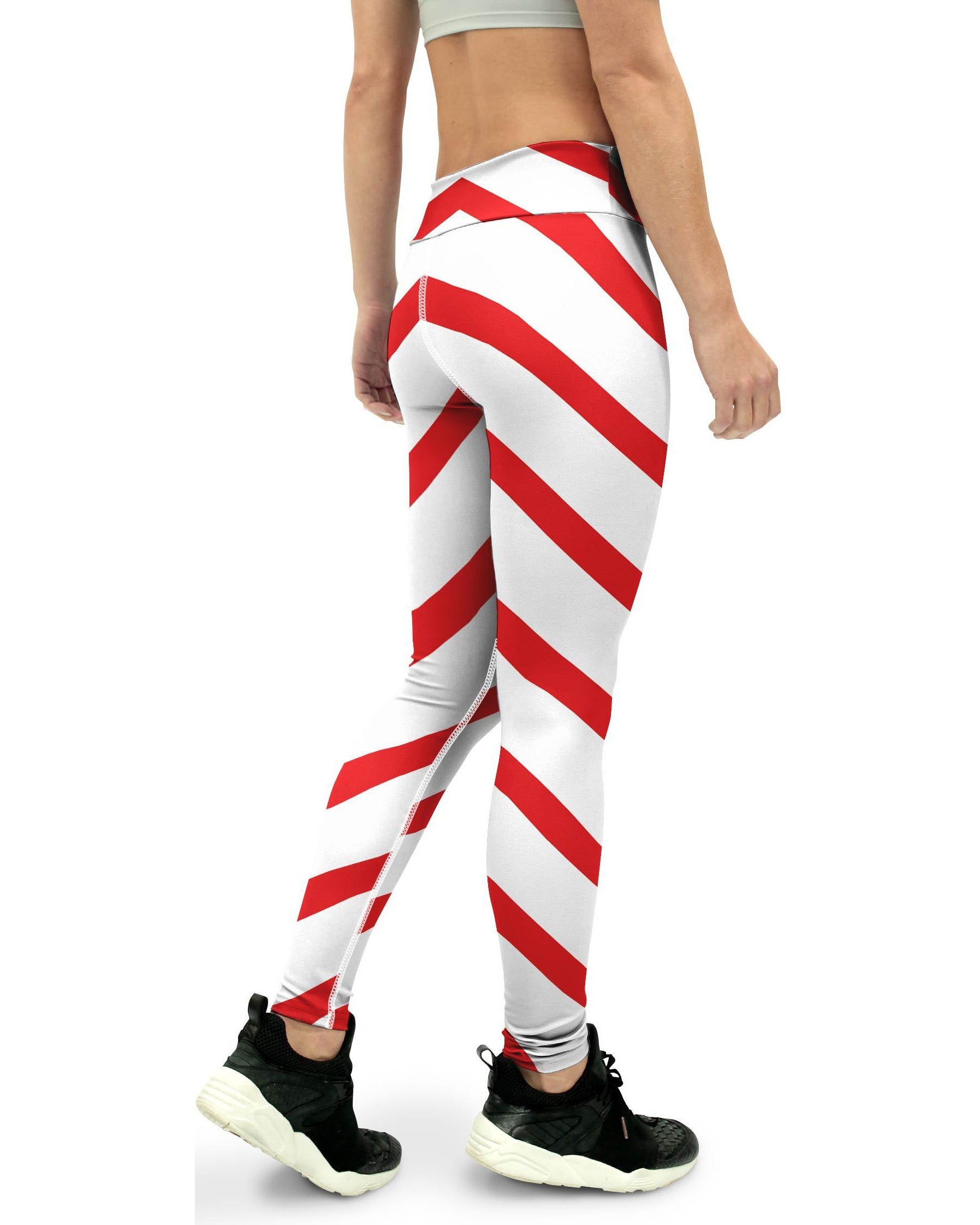 Candy Cane Yoga Pants - GearBunch Leggings / Yoga Pants