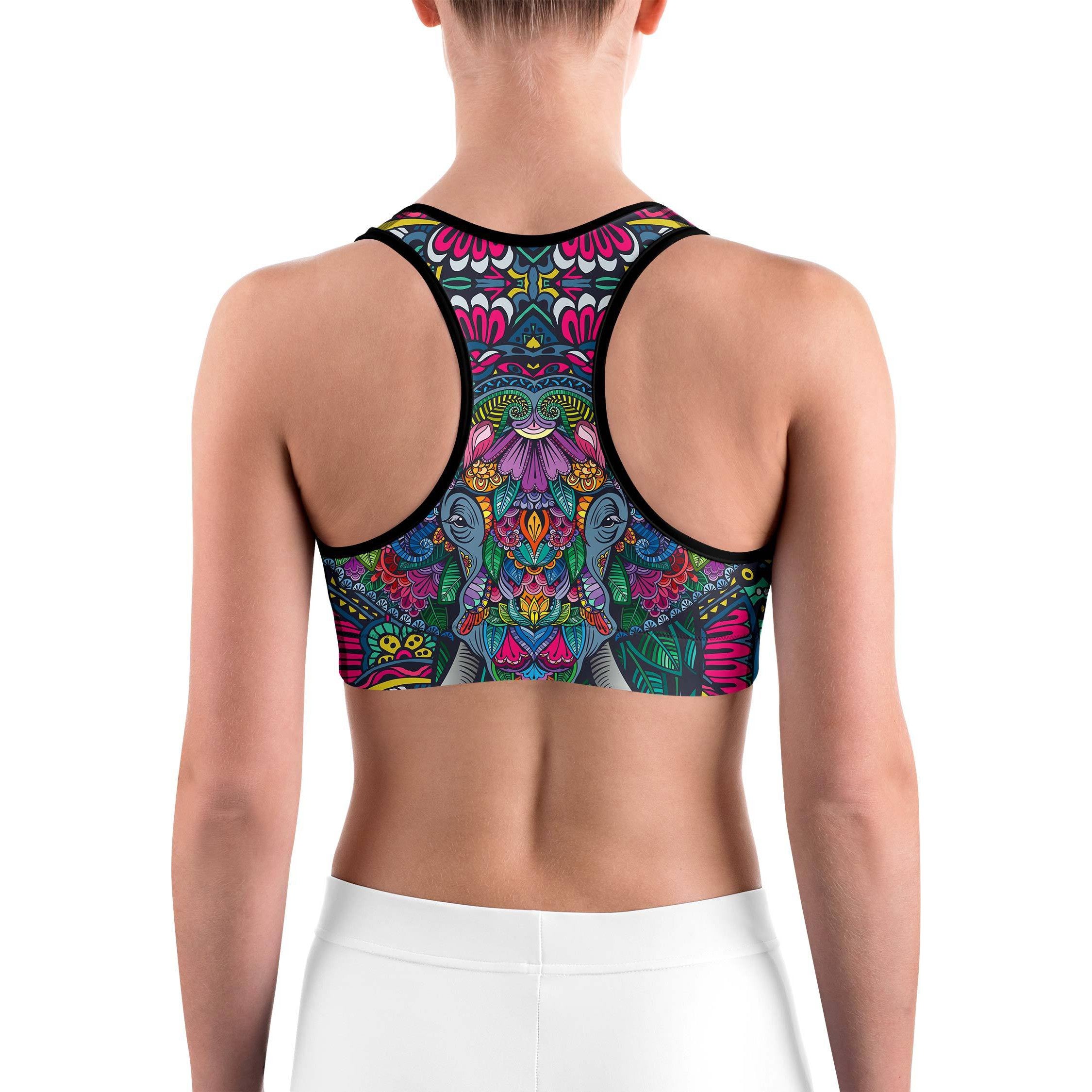 Colorful Elephant Sports bra - GearBunch Leggings / Yoga Pants