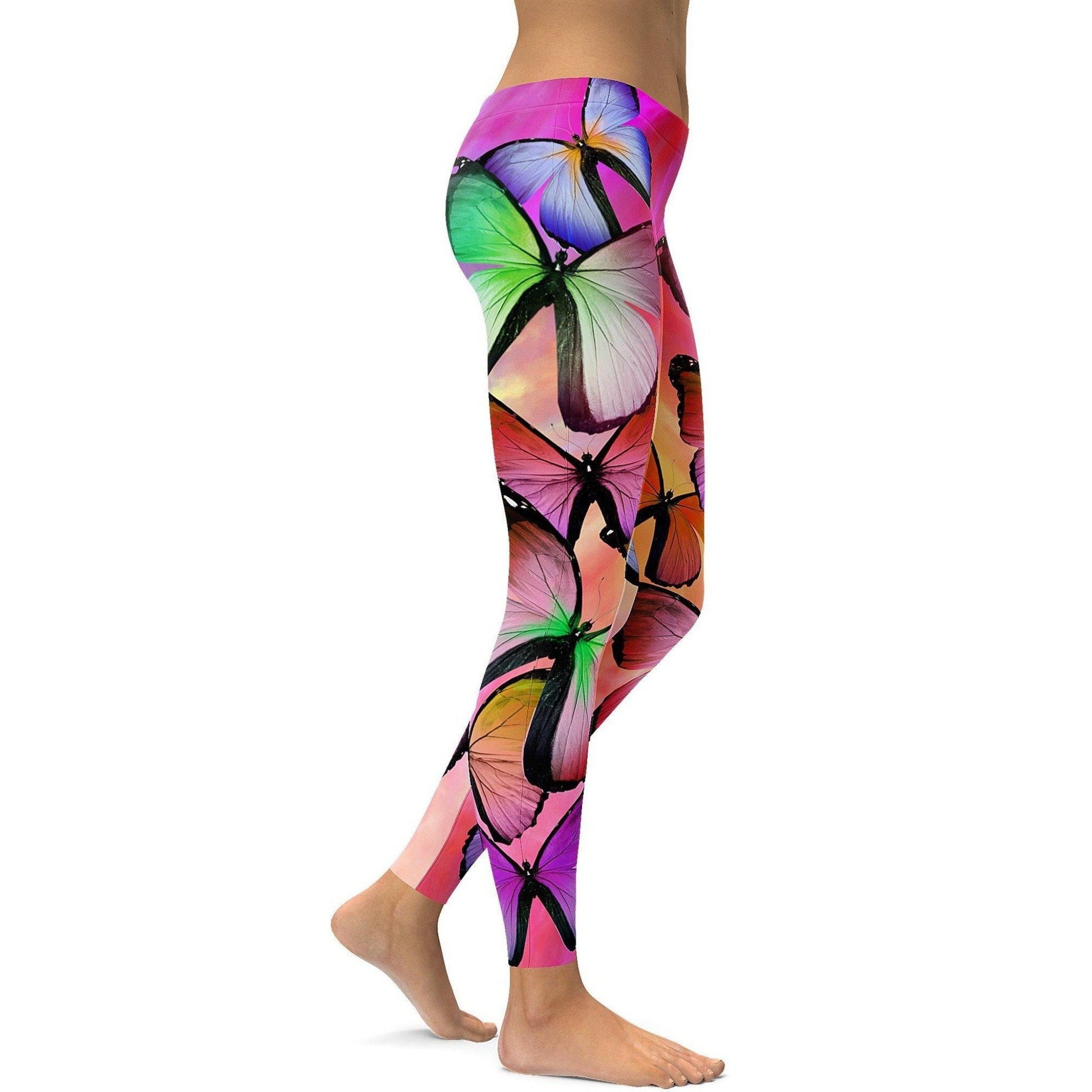 Womens Colorful Butterflies Leggings for workout and yoga