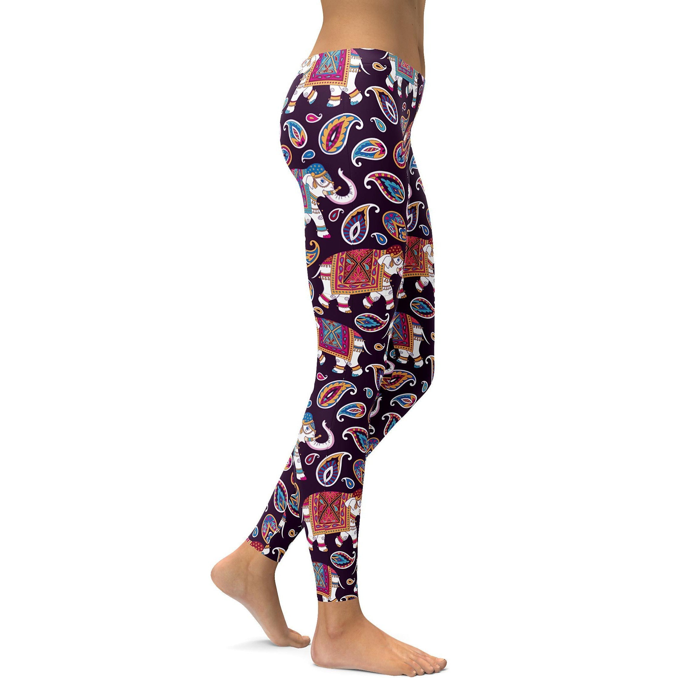 Indian Elephant Pattern Leggings - GearBunch Leggings / Yoga Pants