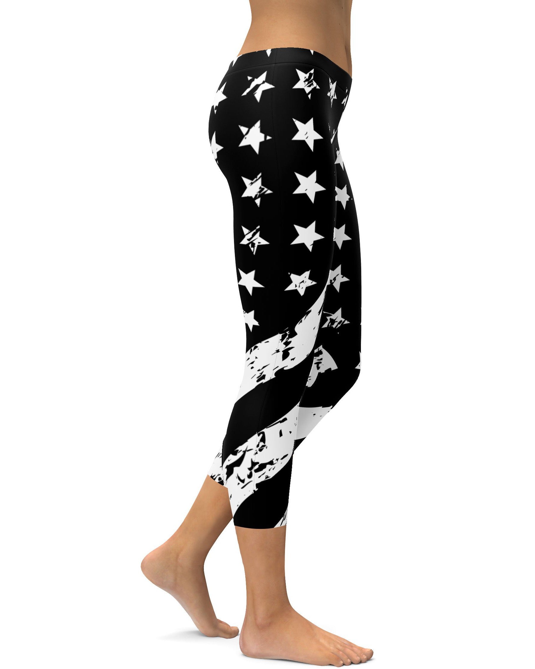 Black & White American Flag Capris