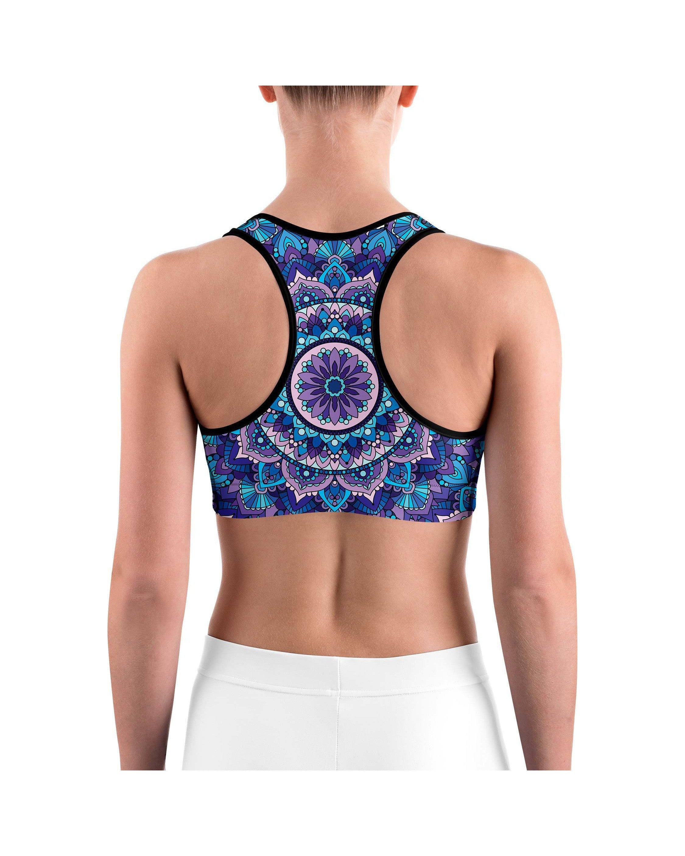 Colorful Blue Mandala Sports bra - GearBunch Leggings / Yoga Pants