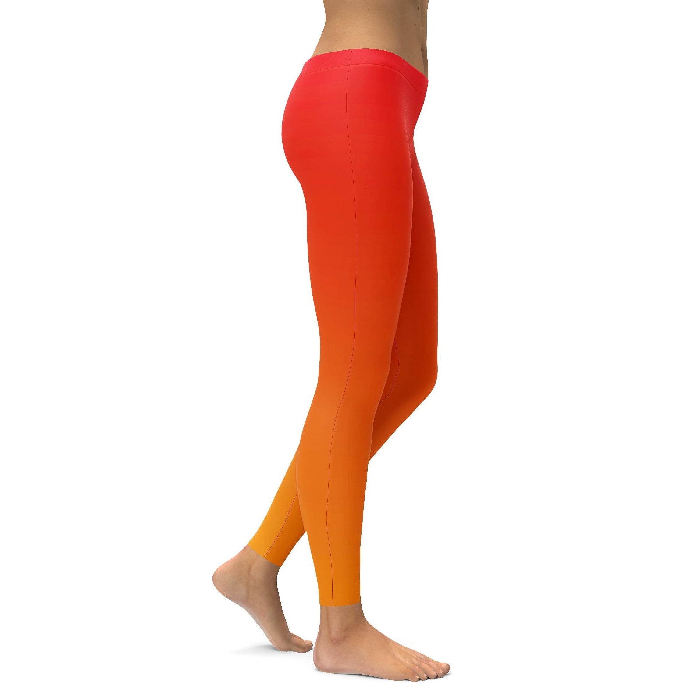 Ombre Hot Orange Leggings - GearBunch Leggings / Yoga Pants