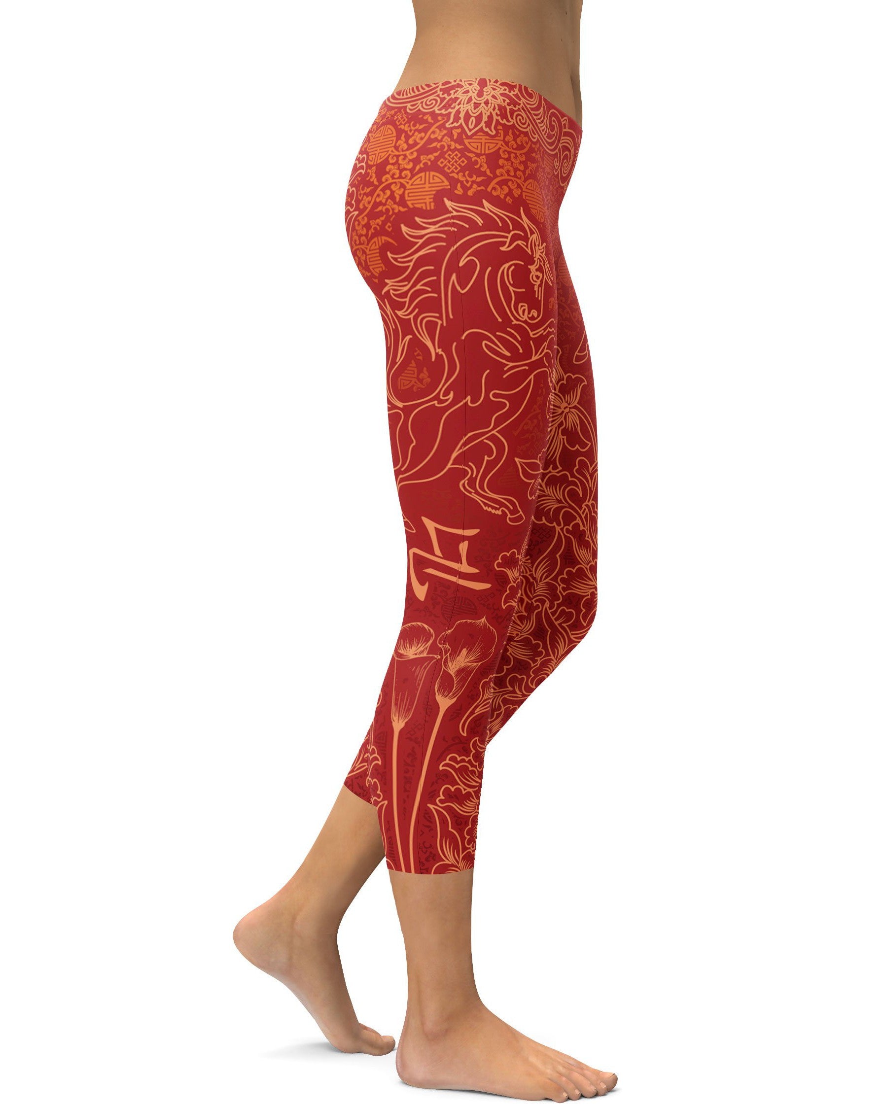 Chinese Zodiac Horse Capris - GearBunch Leggings / Yoga Pants