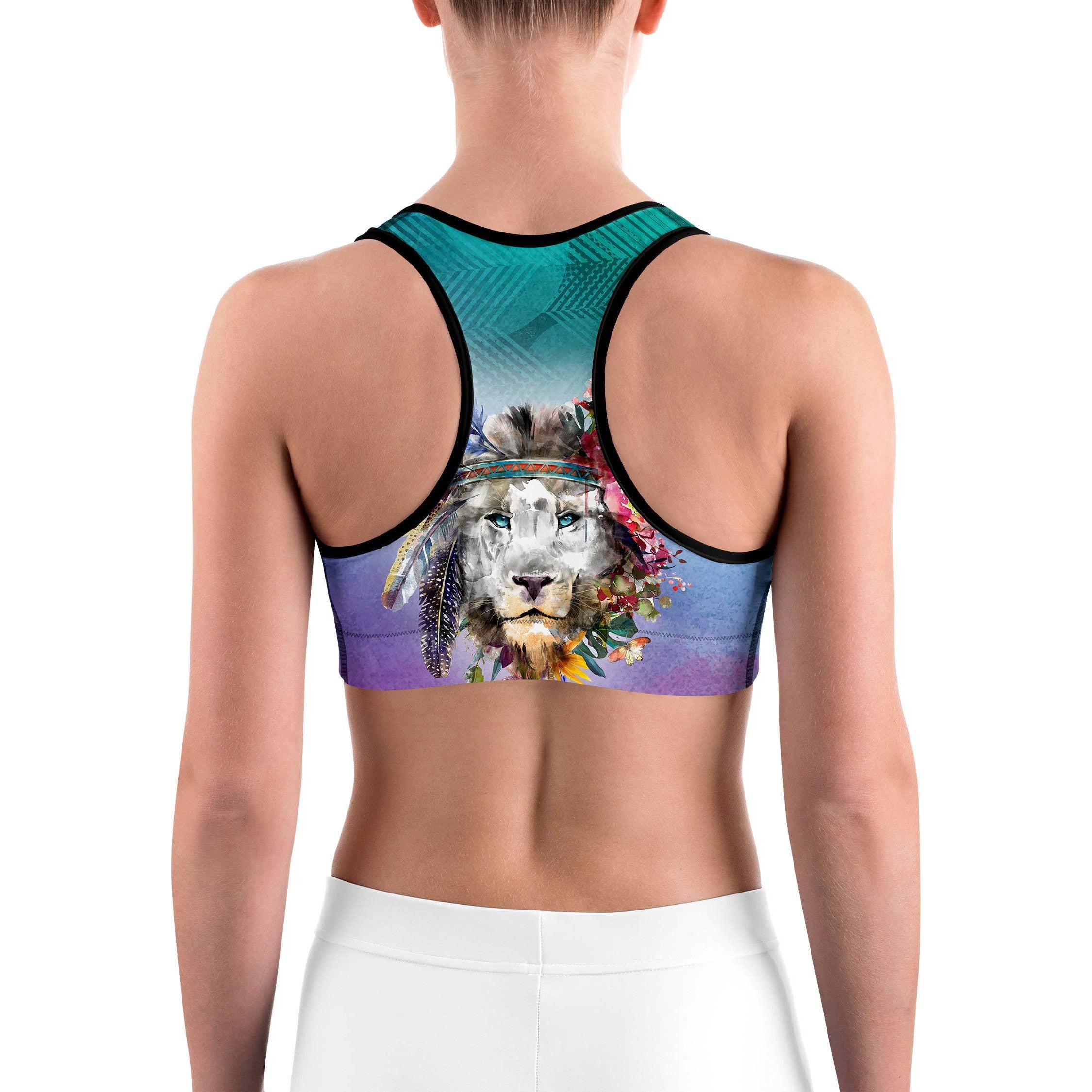 Watercolor Lion Sports bra