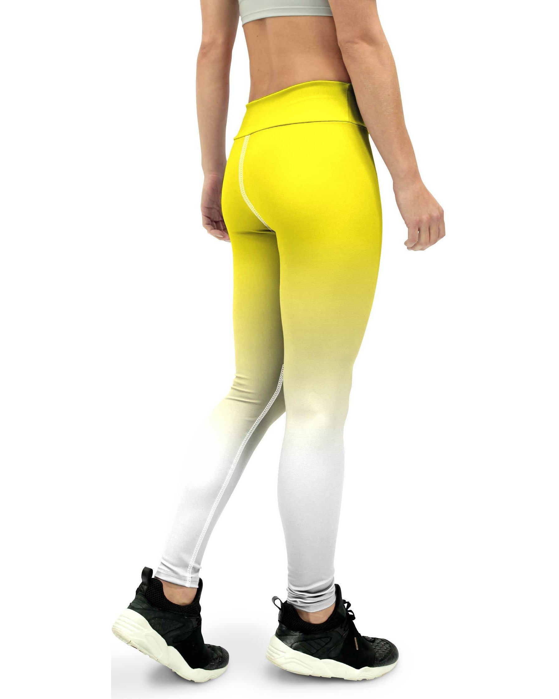 Ombre Yellow to White Yoga Pants Gearbunch