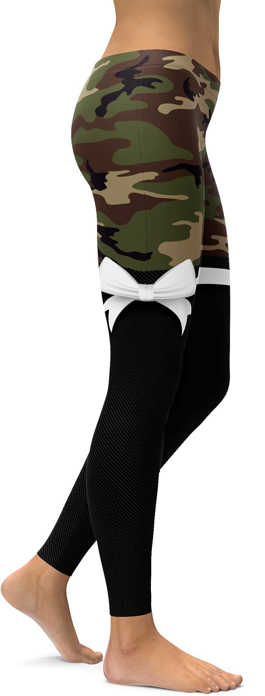 Army Thigh High Bow Leggings - GearBunch Leggings / Yoga Pants