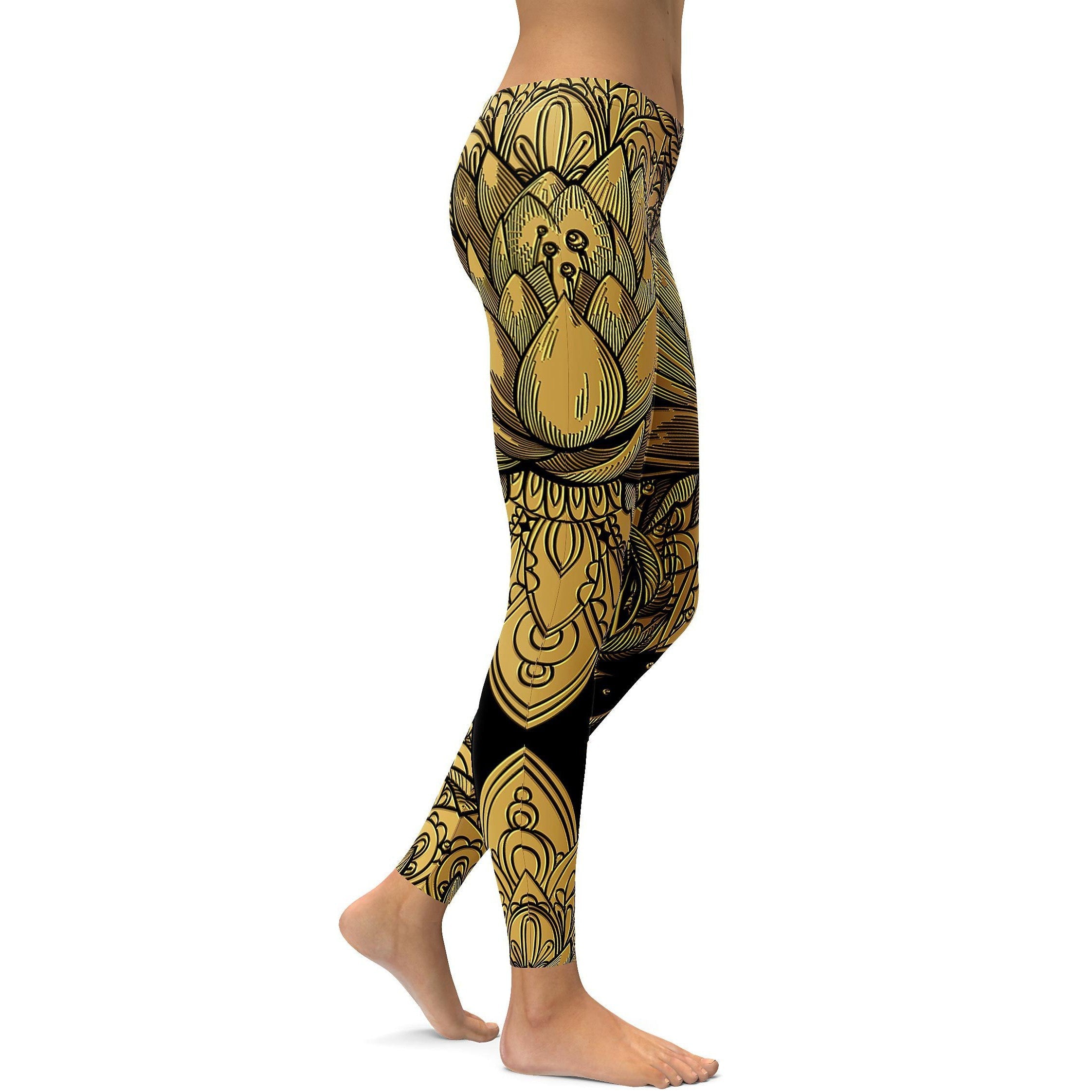 Golden Lotus Leggings - GearBunch Leggings / Yoga Pants