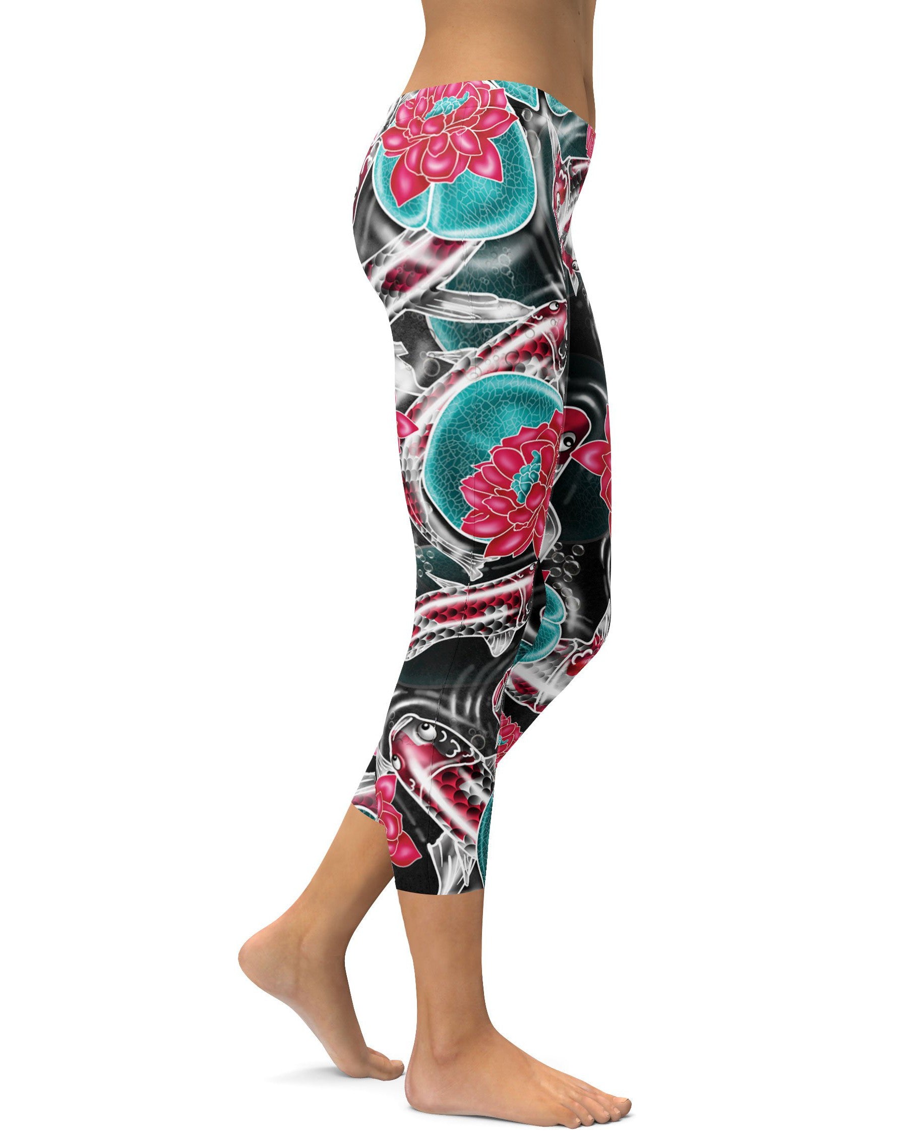 Colorful Koi Fish Capris - GearBunch Leggings / Yoga Pants