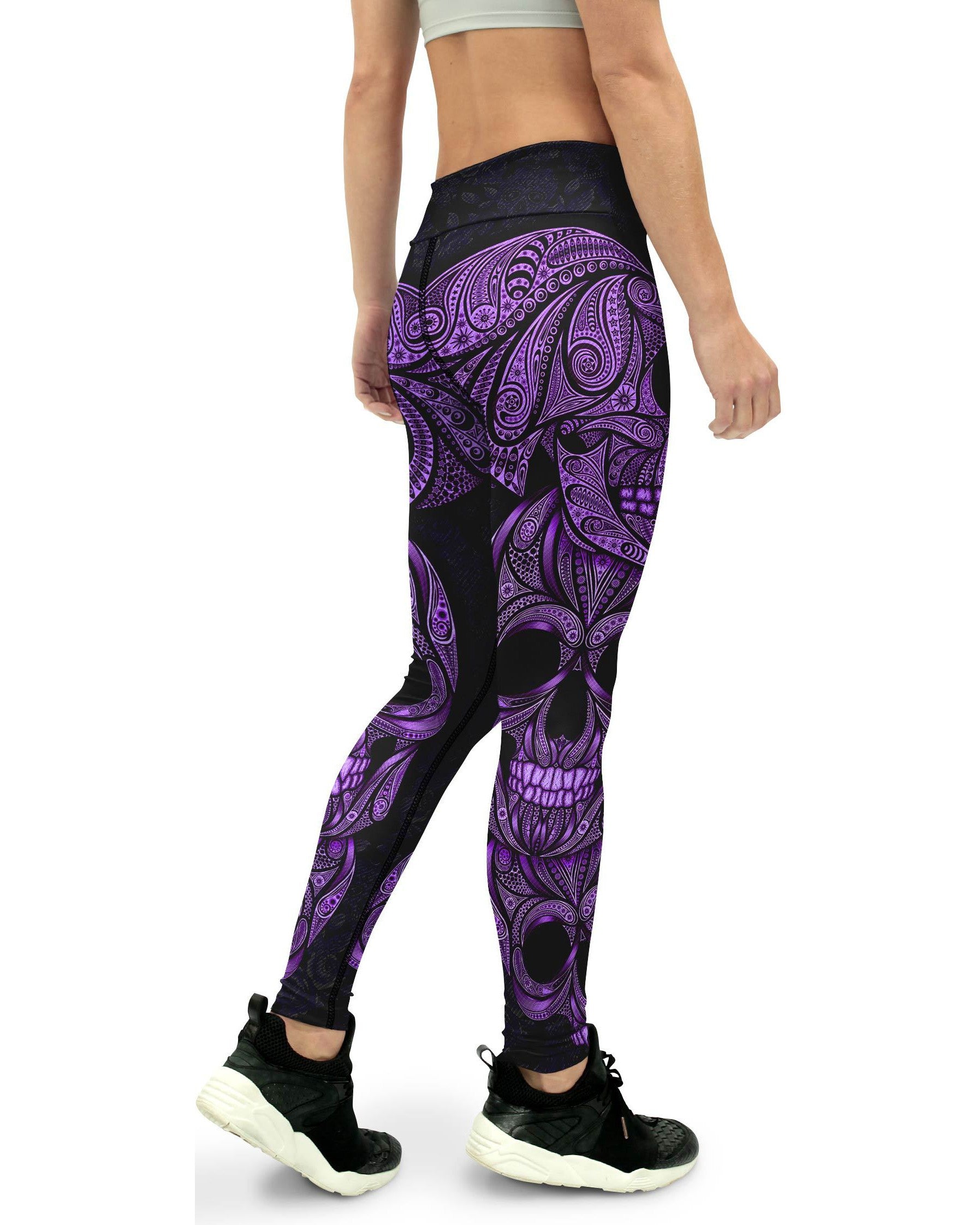 Purple Ornamental Skull Yoga Pants Gearbunch