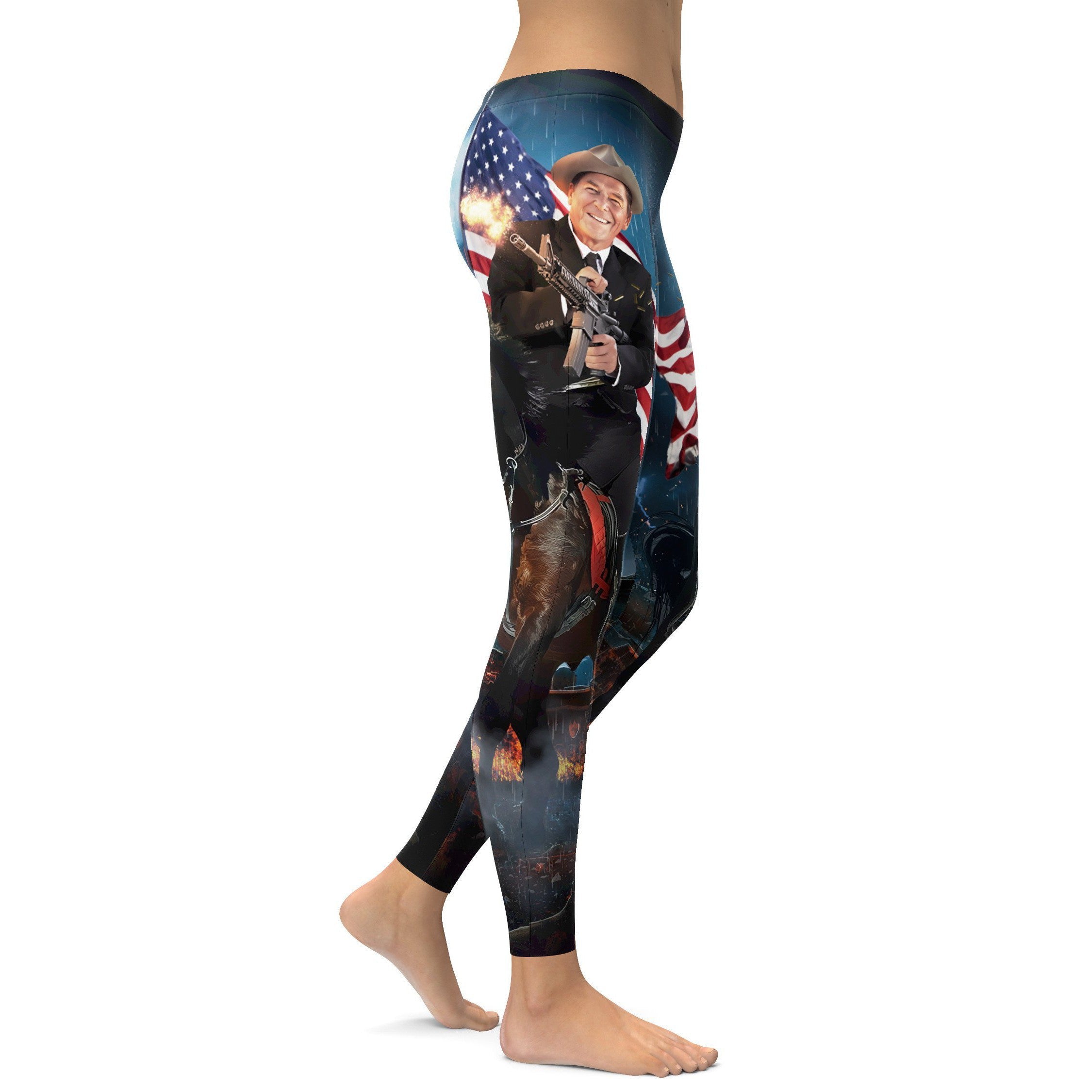 Womens Workout Yoga American Pride Reagan Leggings Black/Blue/Red