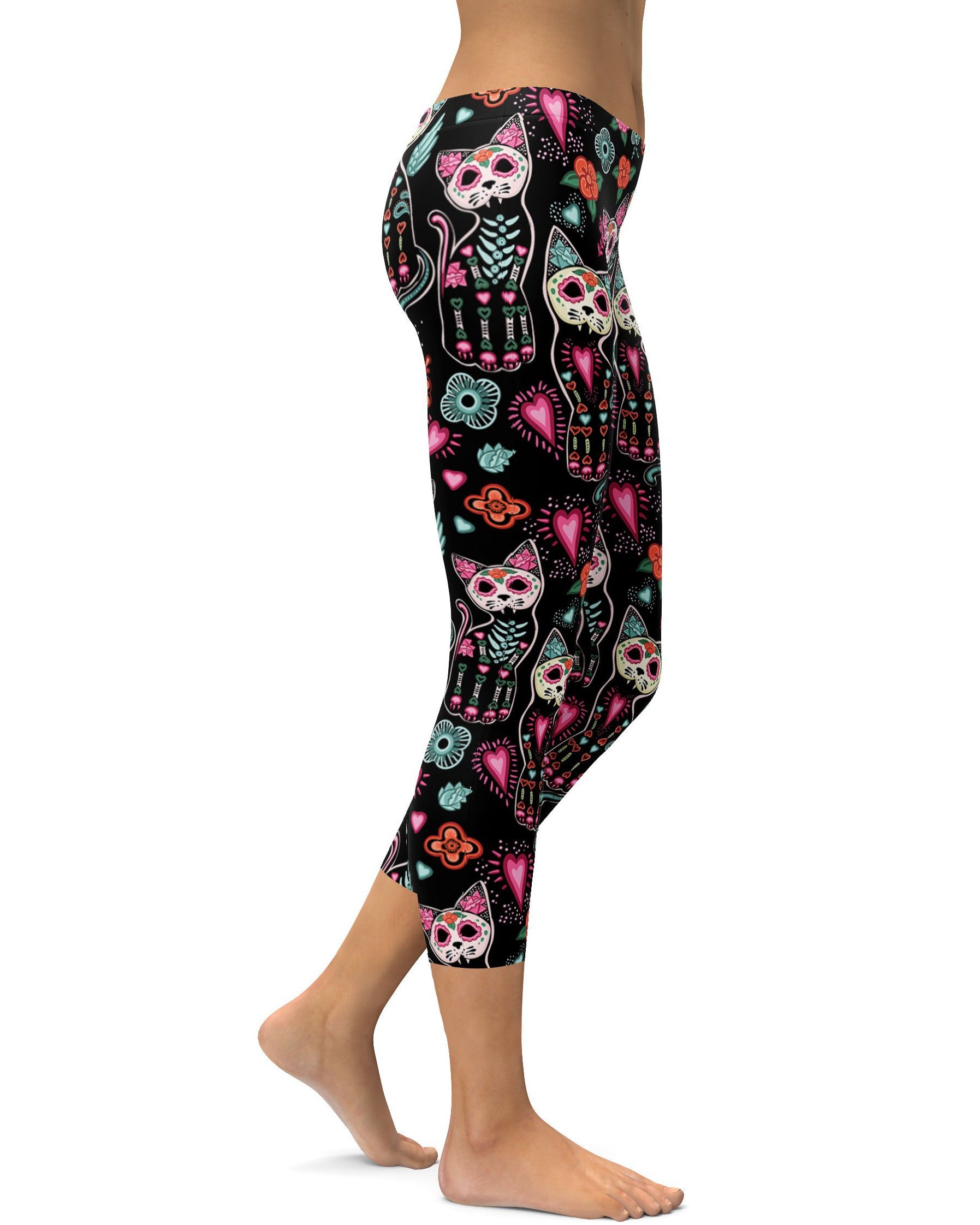 Calavera Cat Capris - GearBunch Leggings / Yoga Pants