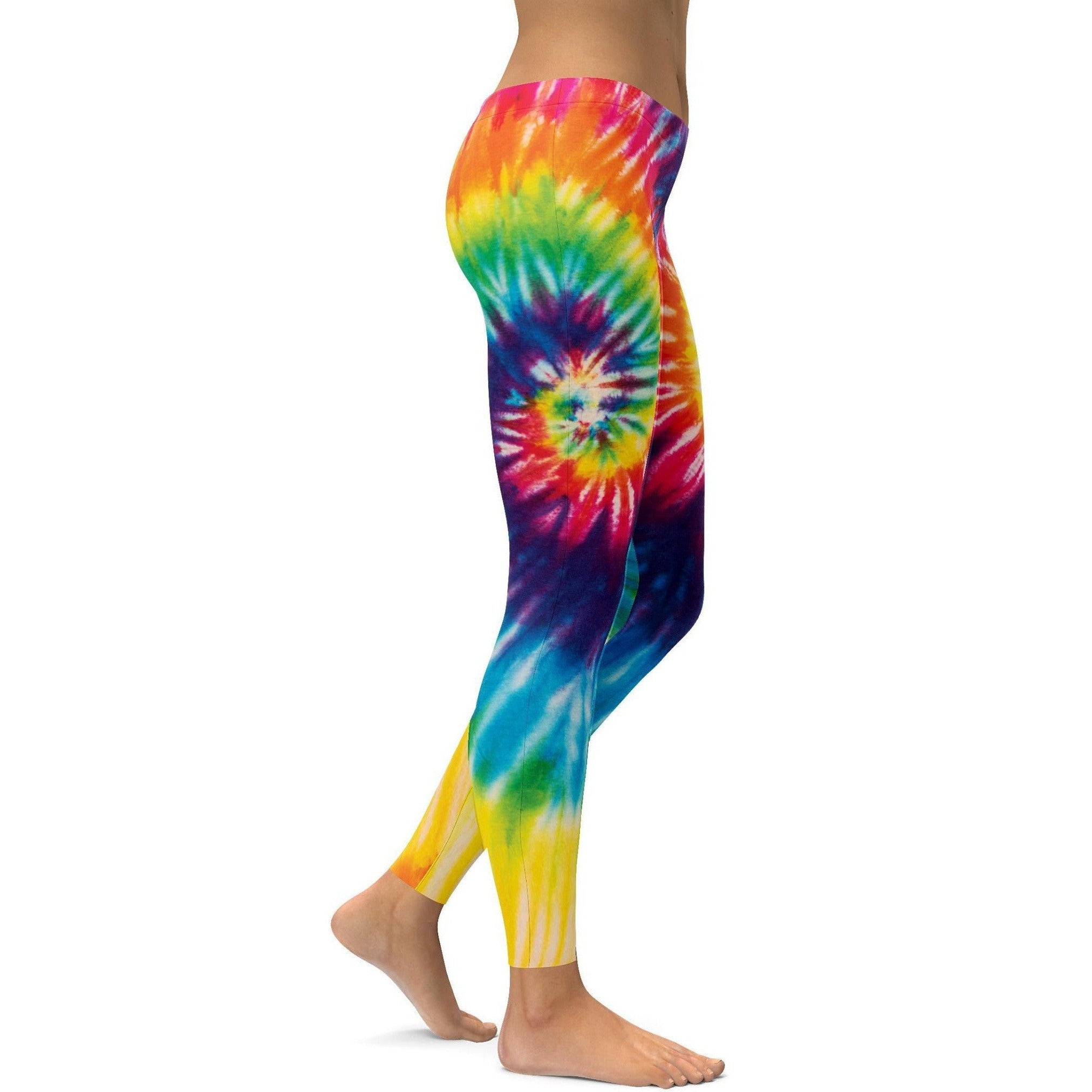 Womens Workout Yoga Tie Dye Swirl Leggings Yellow/Blue | Gearbunch.com