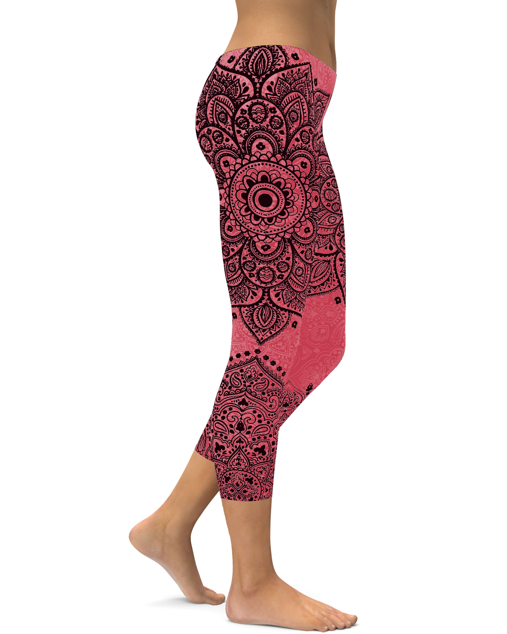 GearBunch | Baby Pink and Black Mandala Capris