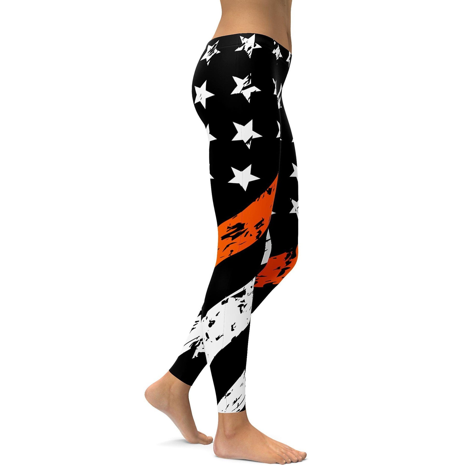 Thin Orange Line Leggings - GearBunch Leggings / Yoga Pants