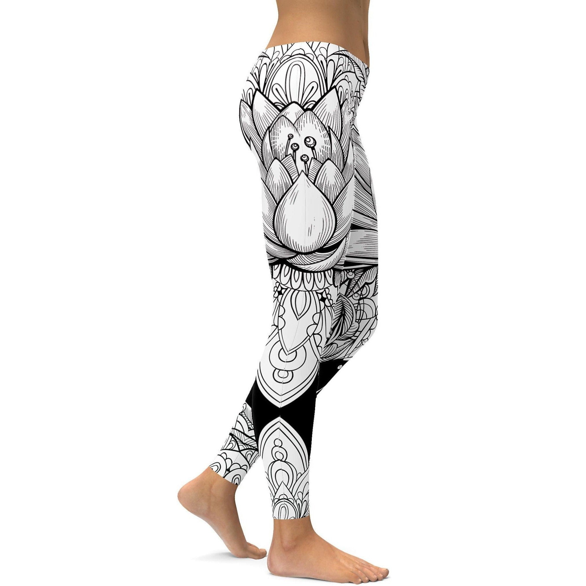 GearBunch | B&W Lotus Leggings