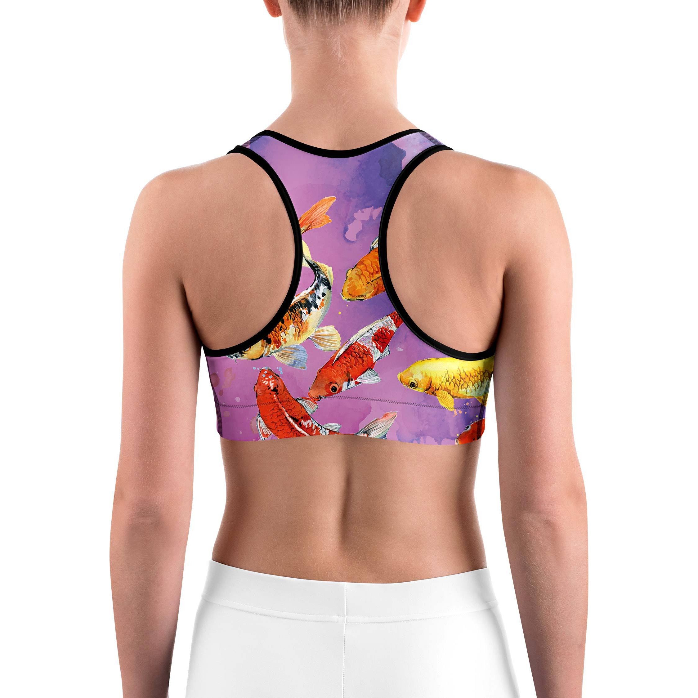 Watercolor Koi Fish Sports bra