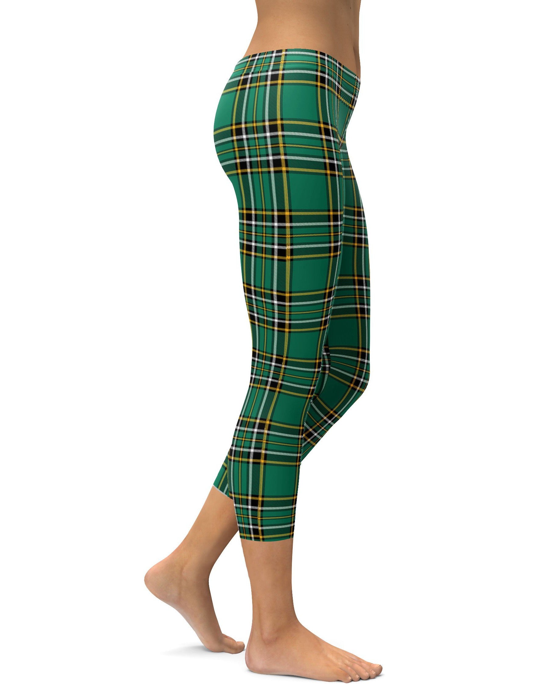 Irish Green Tartan Capris - GearBunch Leggings / Yoga Pants