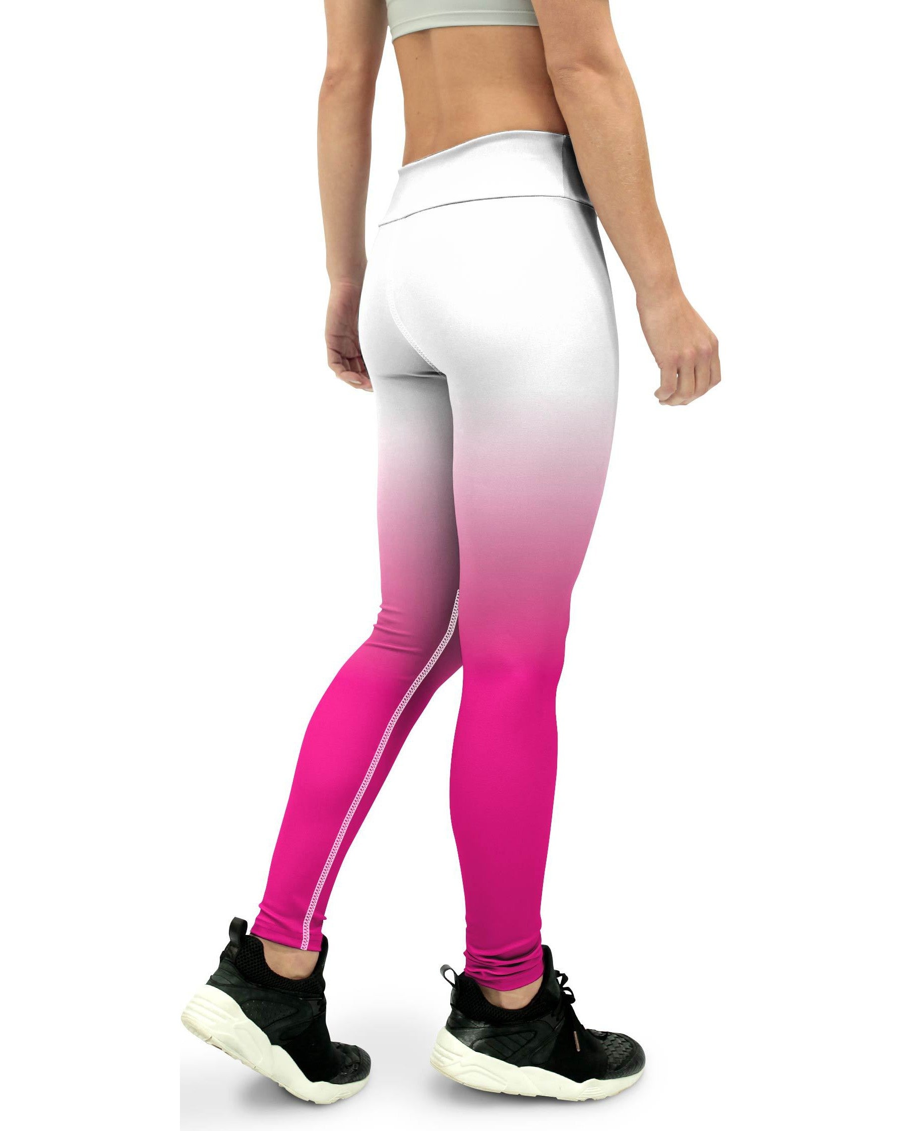 Ombre White to Pink Yoga Pants