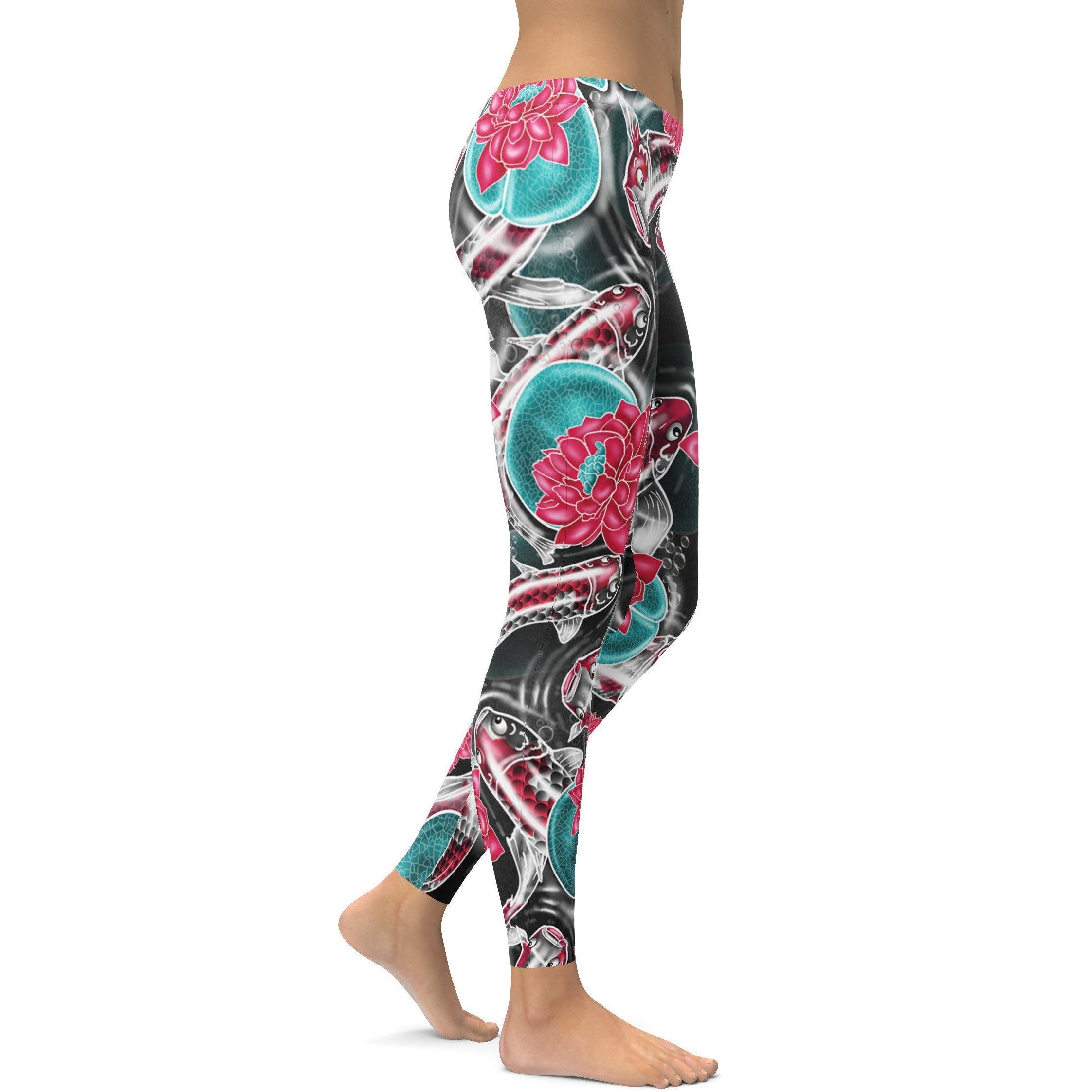 Colorful Koi Fish Leggings - GearBunch Leggings / Yoga Pants