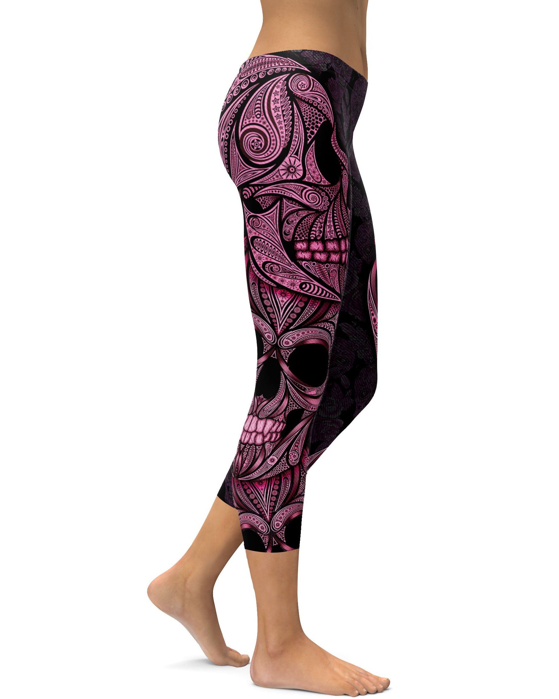 Pink Ornamental Skull Capris