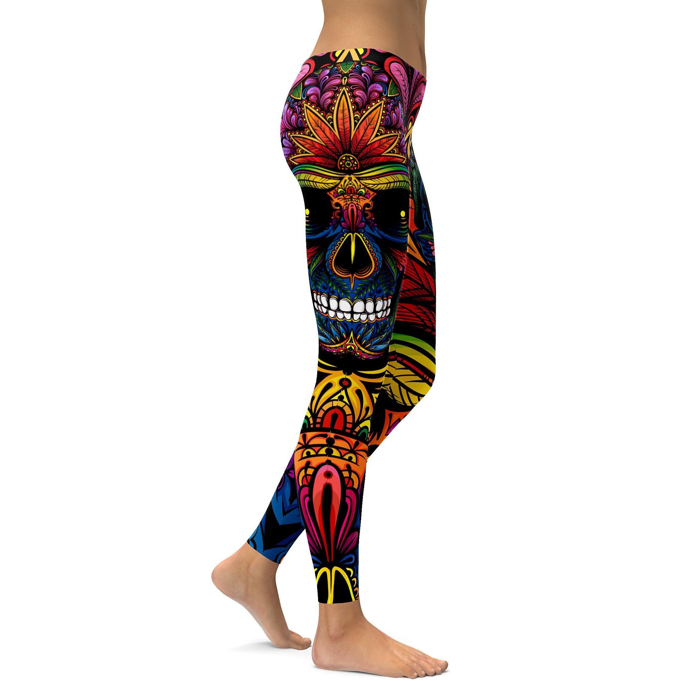 EDM - Rainbow Rave Skull Leggings for women