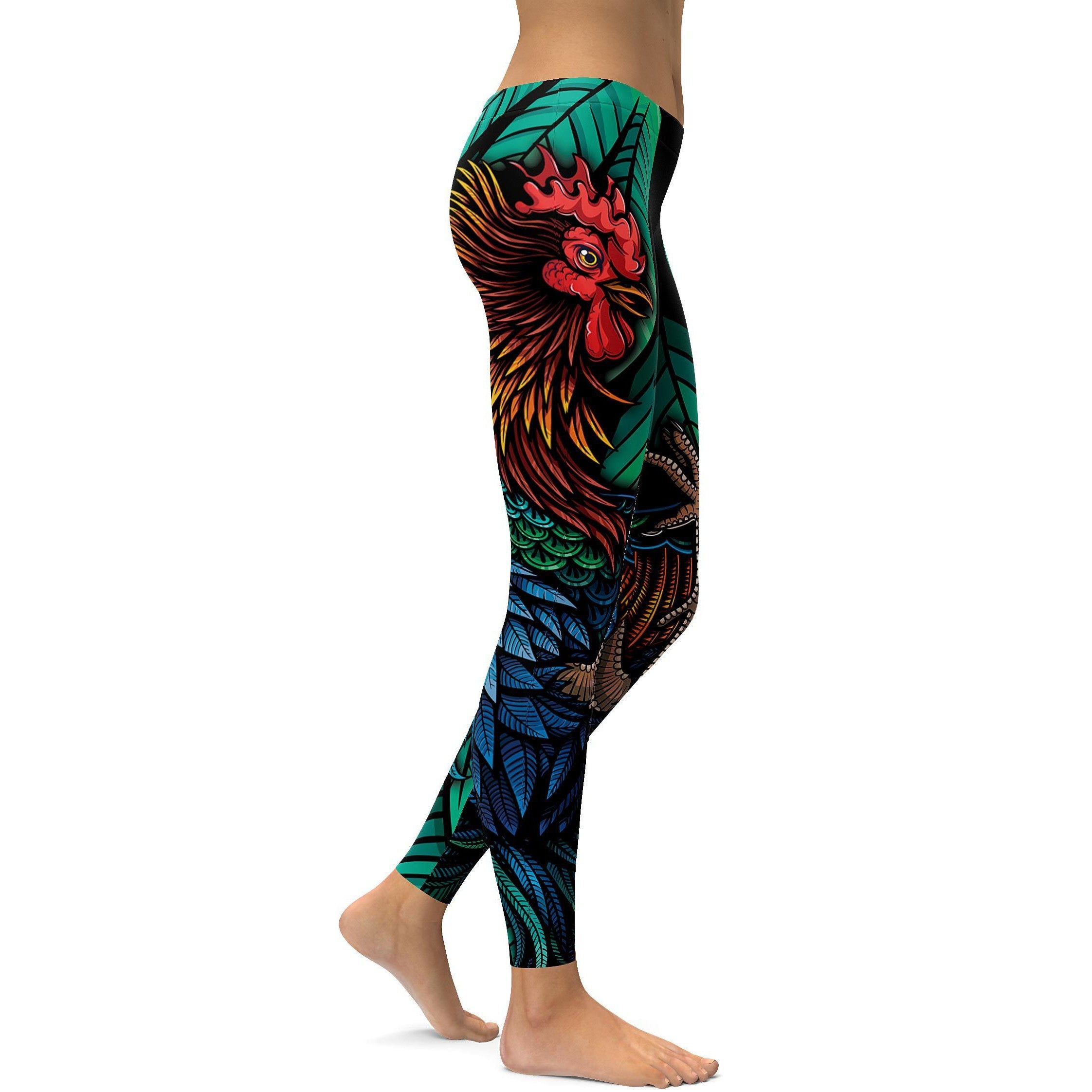 Colorful Rooster Leggings - GearBunch Leggings / Yoga Pants