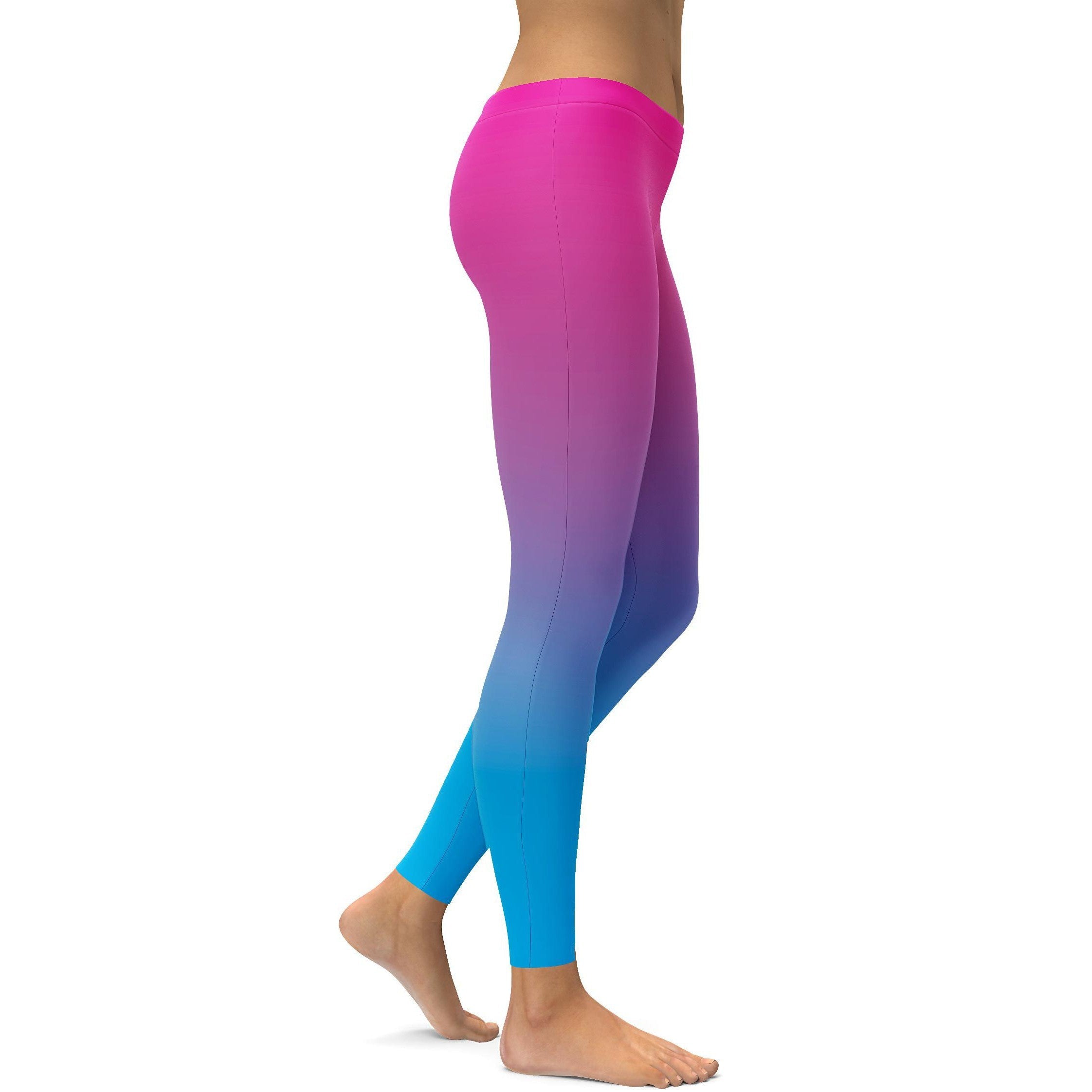 Ombre Pink to Blue Leggings - GearBunch Leggings / Yoga Pants