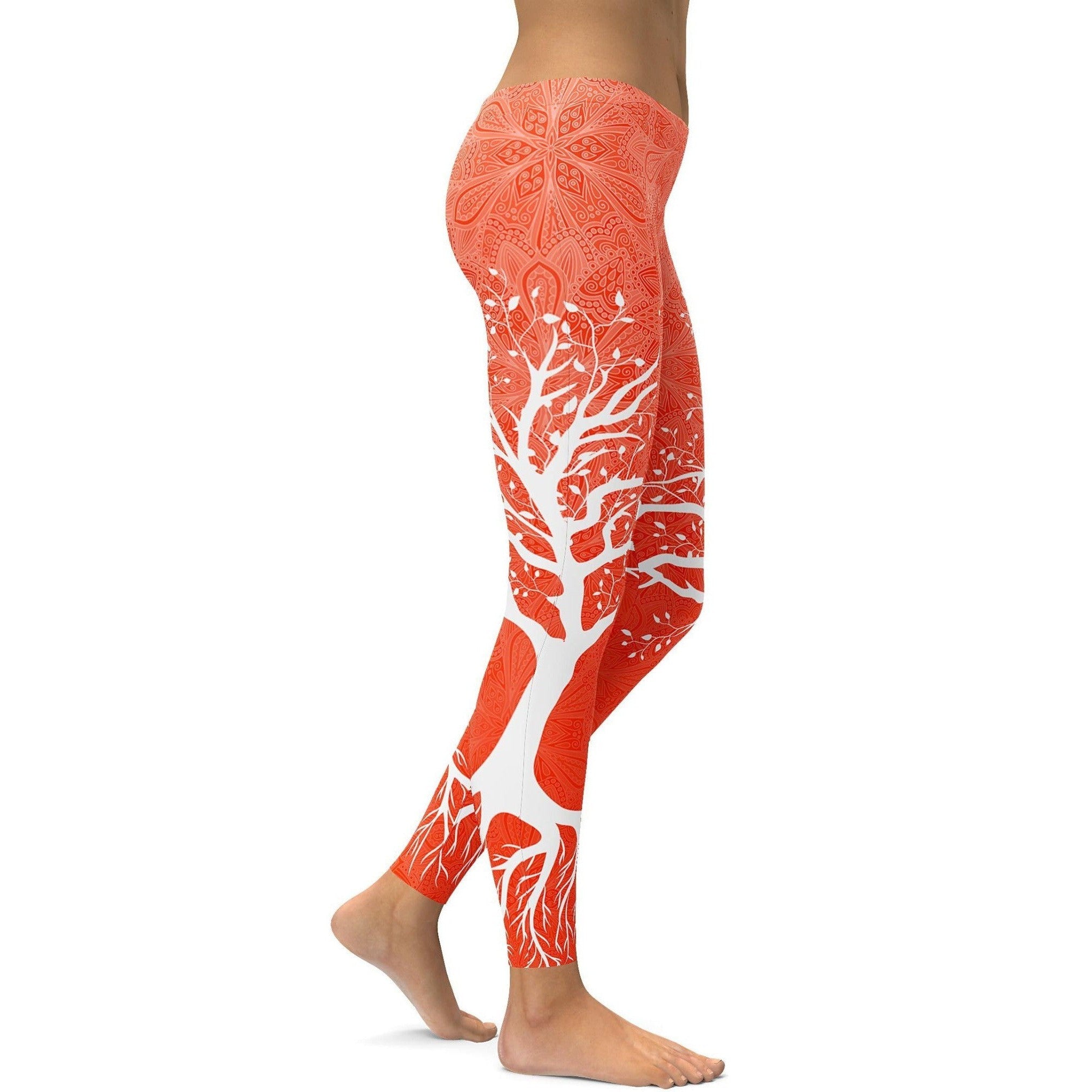 GearBunch | Hot Orange Tree of Life Leggings