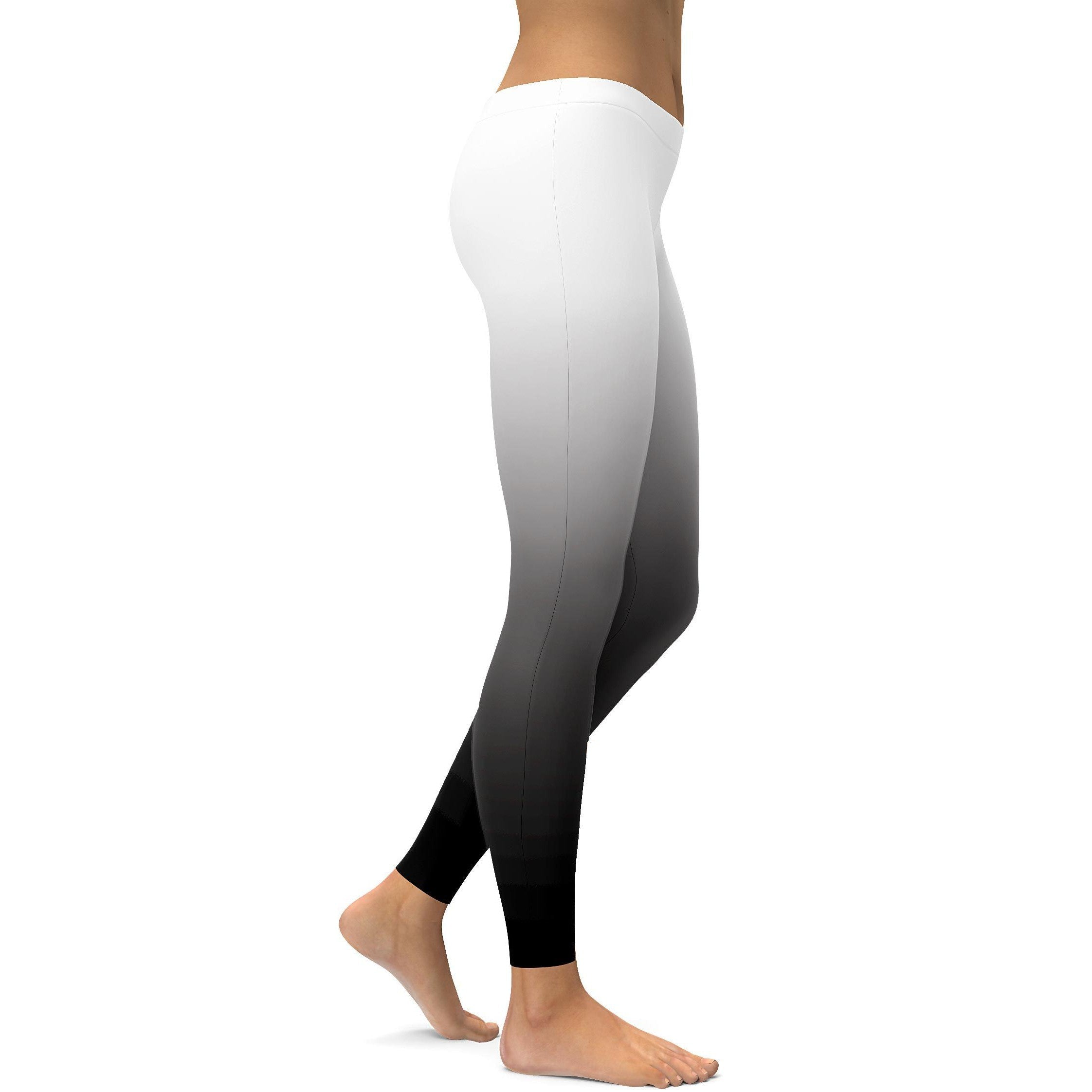 Ombre White to Black Leggings - GearBunch Leggings / Yoga Pants