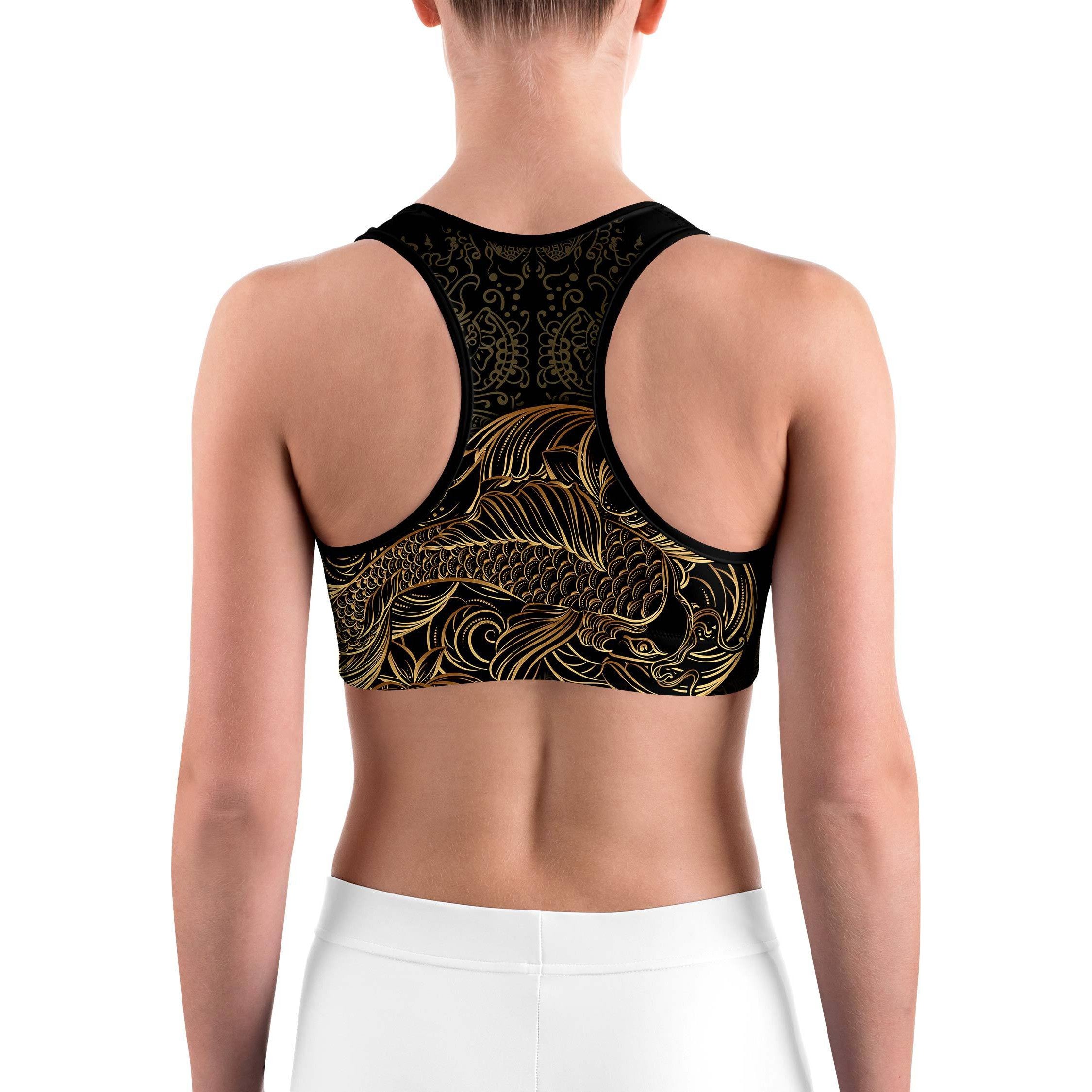 Golden Oriental Koi Fish Sports bra