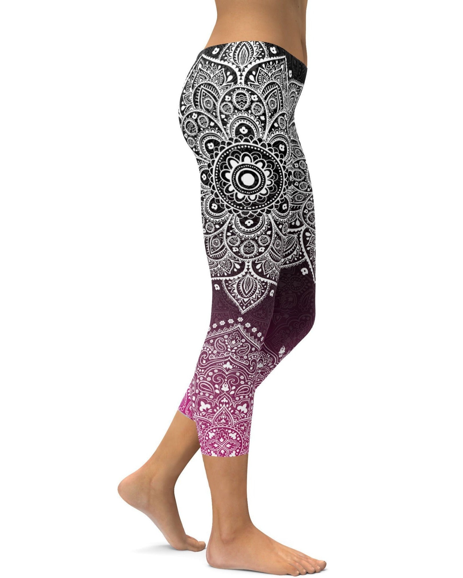 GearBunch | Black to Pink Mandala Capris 