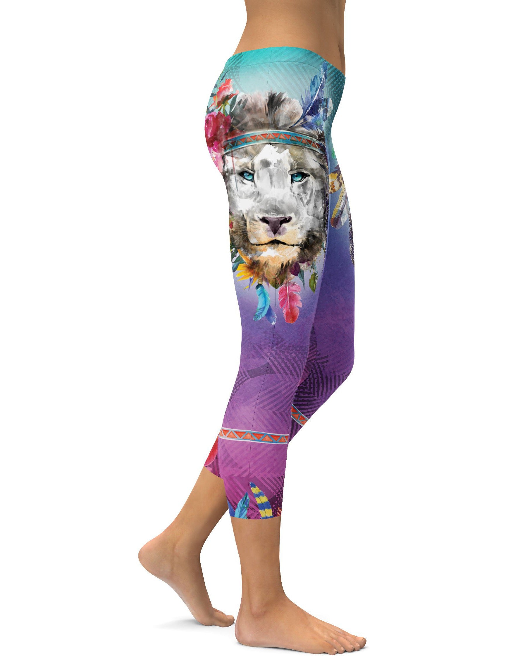 Watercolor Lion Capris