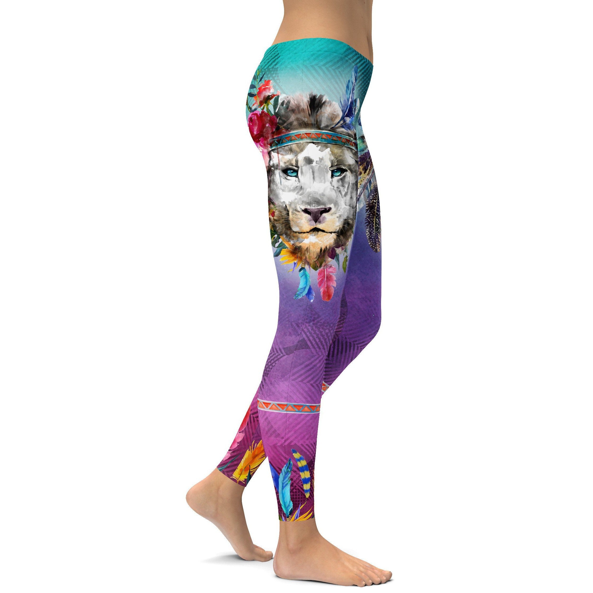 Watercolor Lion Leggings - GearBunch Leggings / Yoga Pants