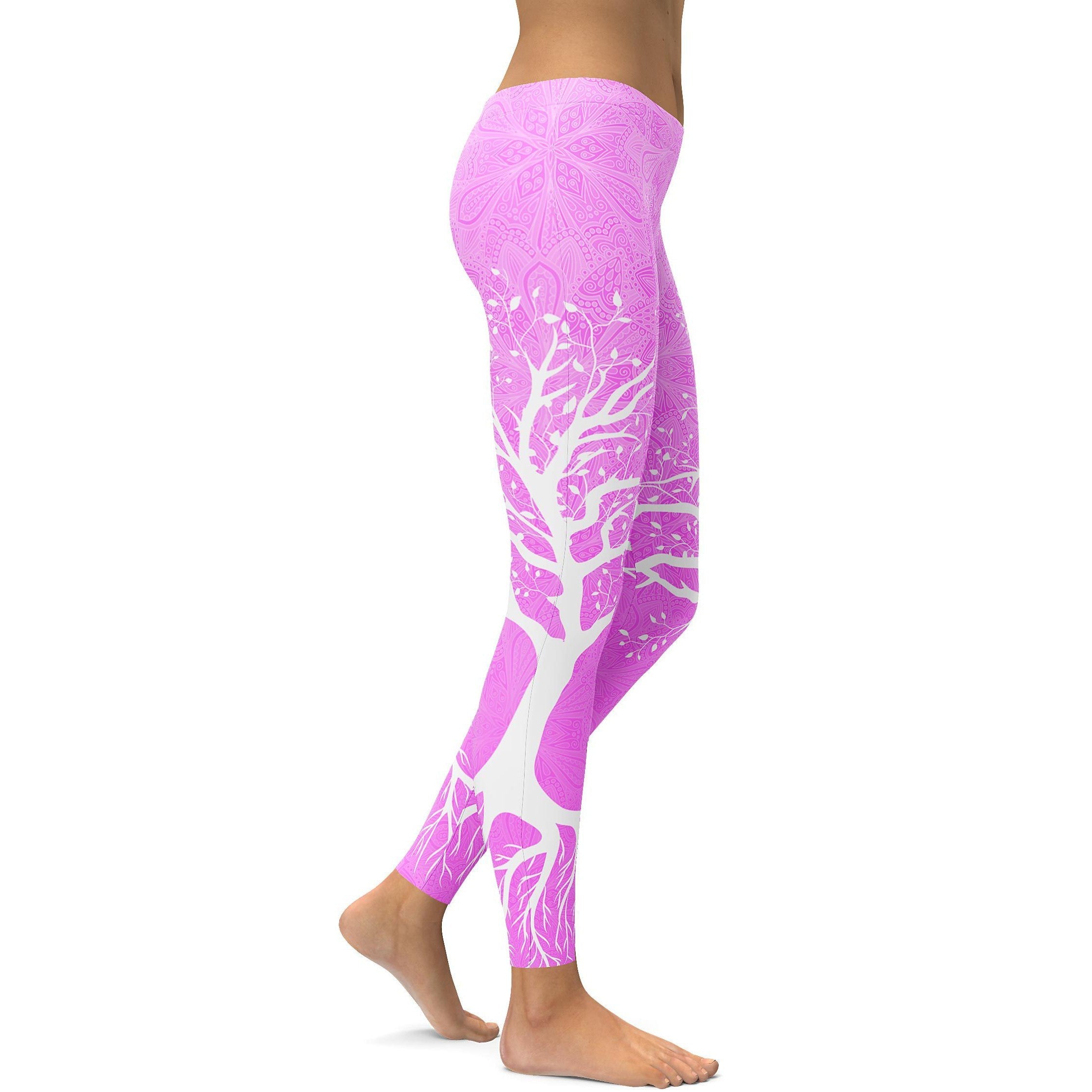 Soft Pink Tree of Life Leggings - GearBunch Leggings / Yoga Pants