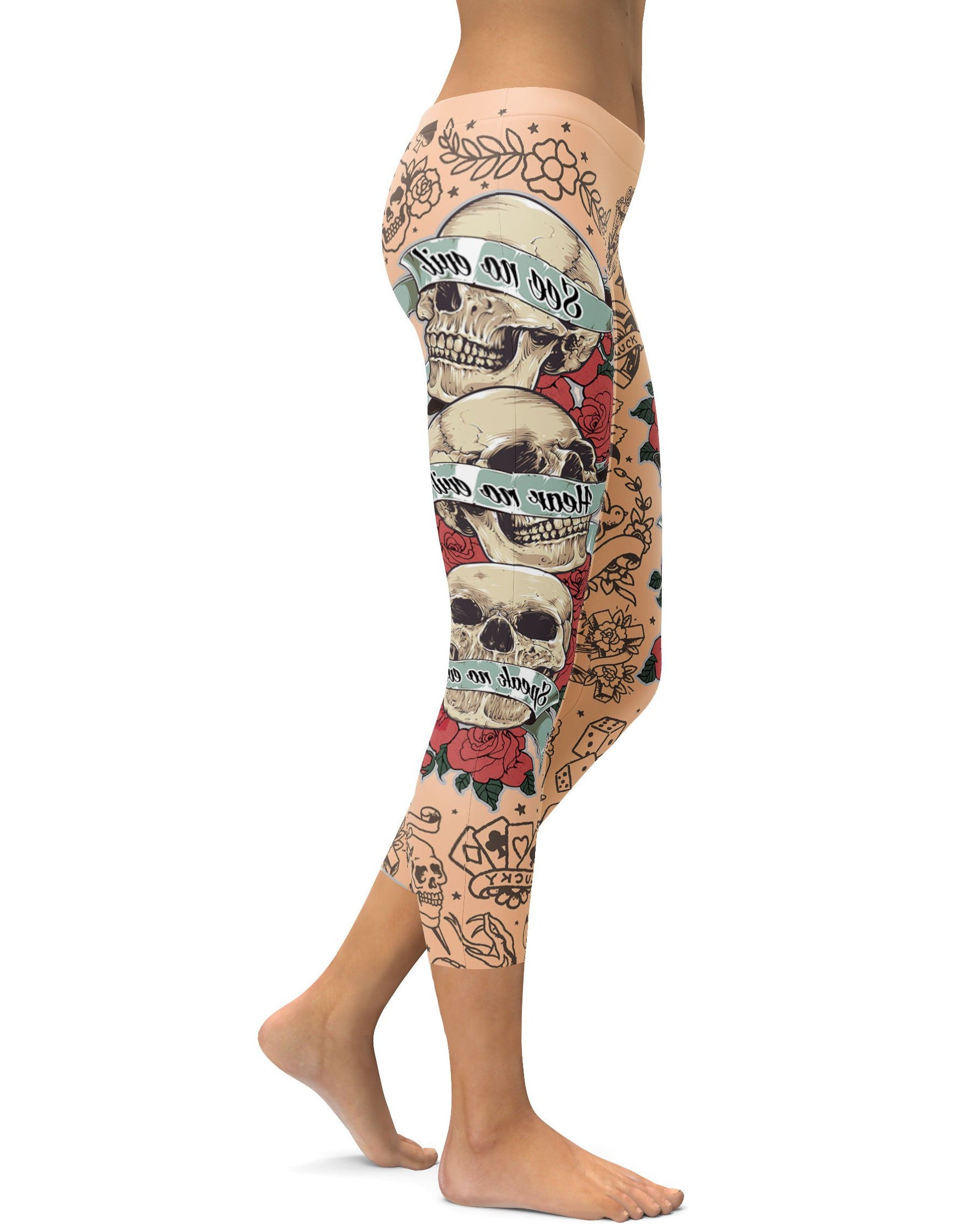 See no evil, Hear no evil, Speak no evil Capris - GearBunch Leggings / Yoga Pants