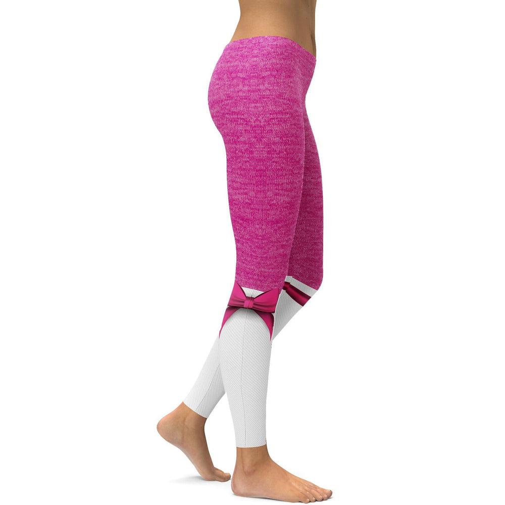 PINK BOW SUMMER BLACK LEGGINGS SET - WHITE/BLACK