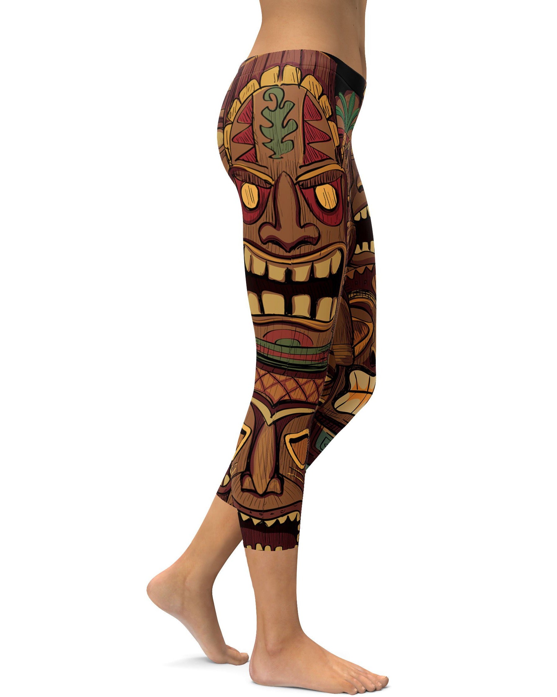 Hawaiian Tiki Masks Capris