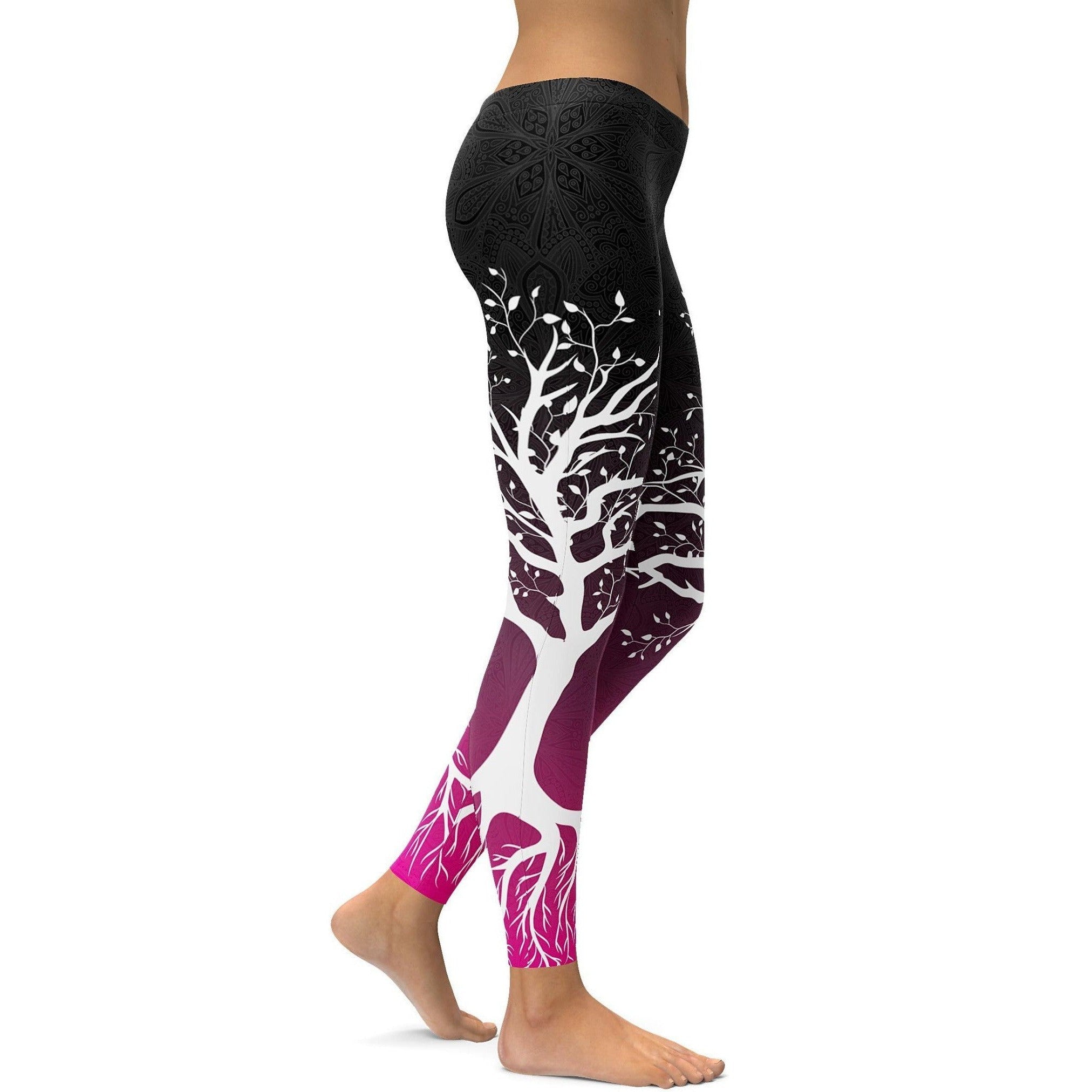 GearBunch | Black to Pink Tree of Life Leggings